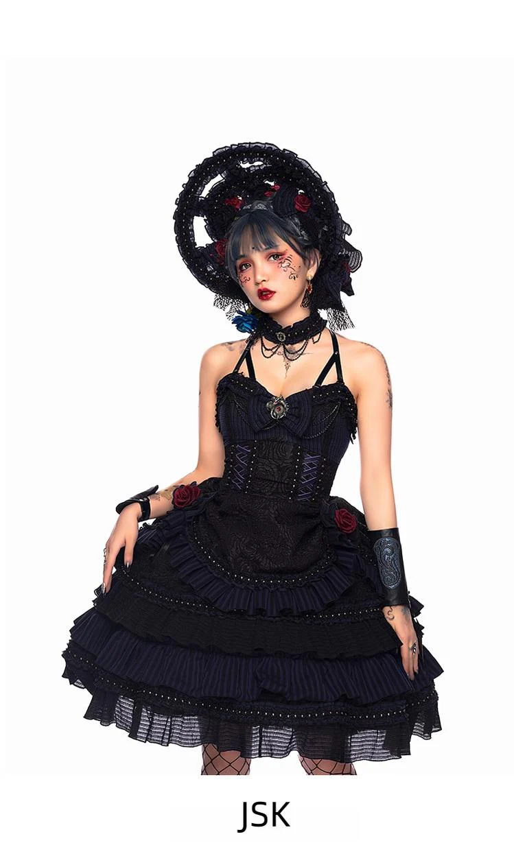 Ismailia - Gothic Lolita JSK Dress, Lace & Rose - Image 8