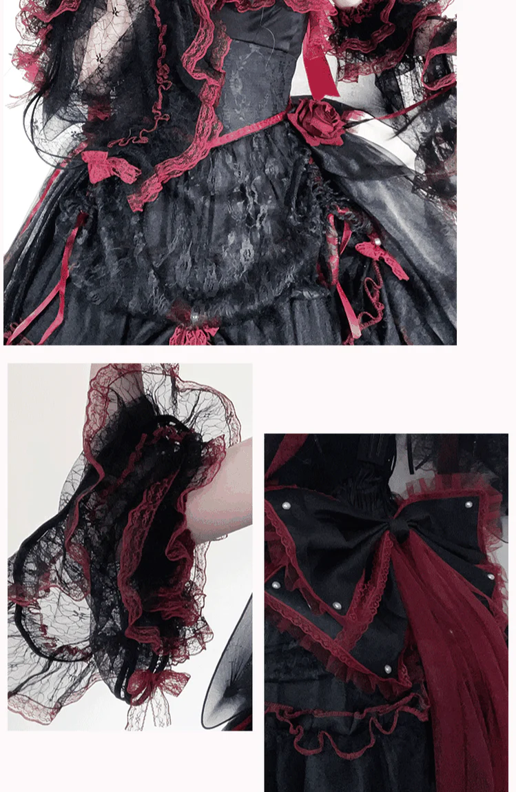 Cascading Poetry - Gothic Lolita JSK Dress, Lace & Tiered Hem - Image 16