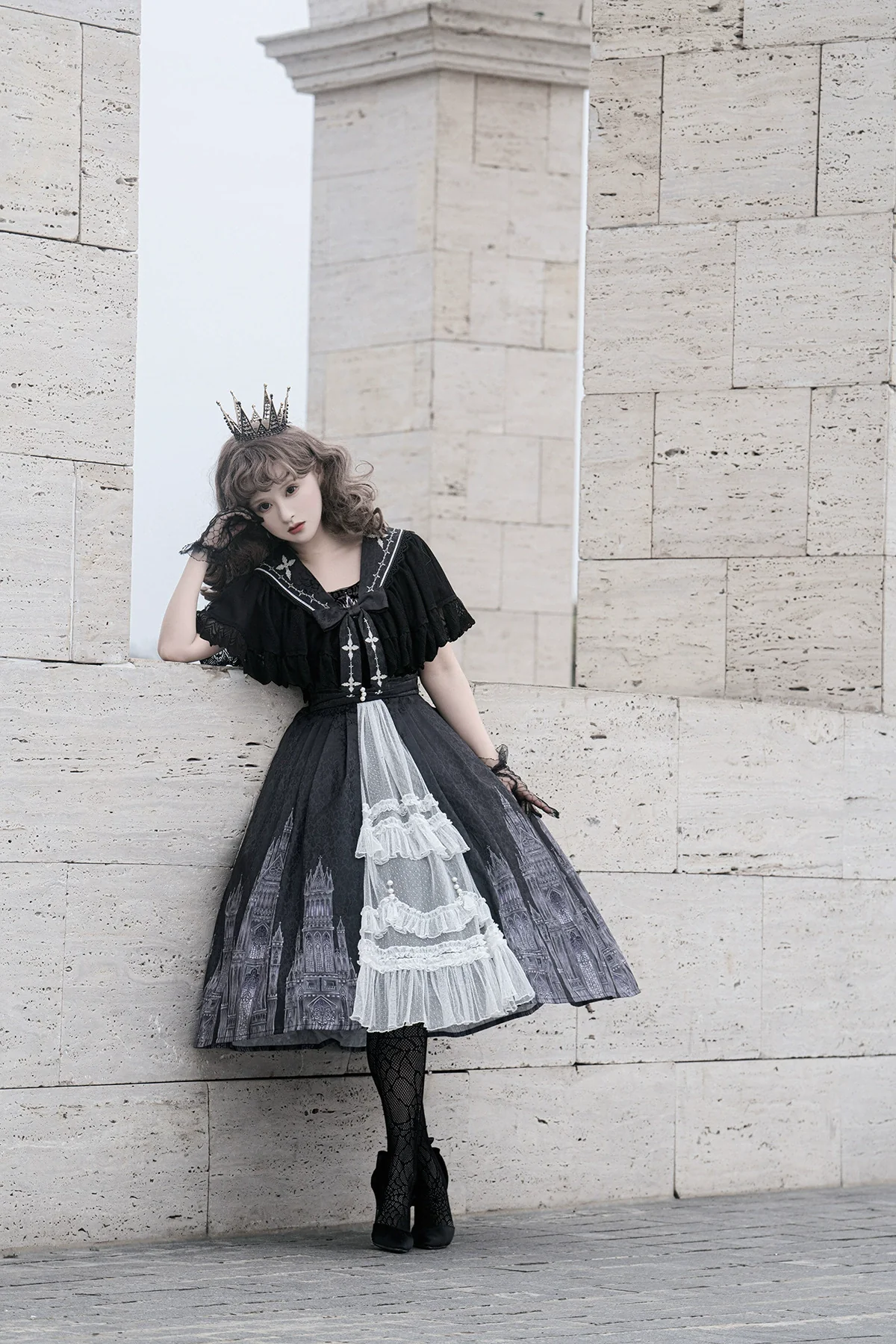 Silent Church - Gothic Lolita JSK Front Open Printed Dress and Thin Cardigan Set - Image 13