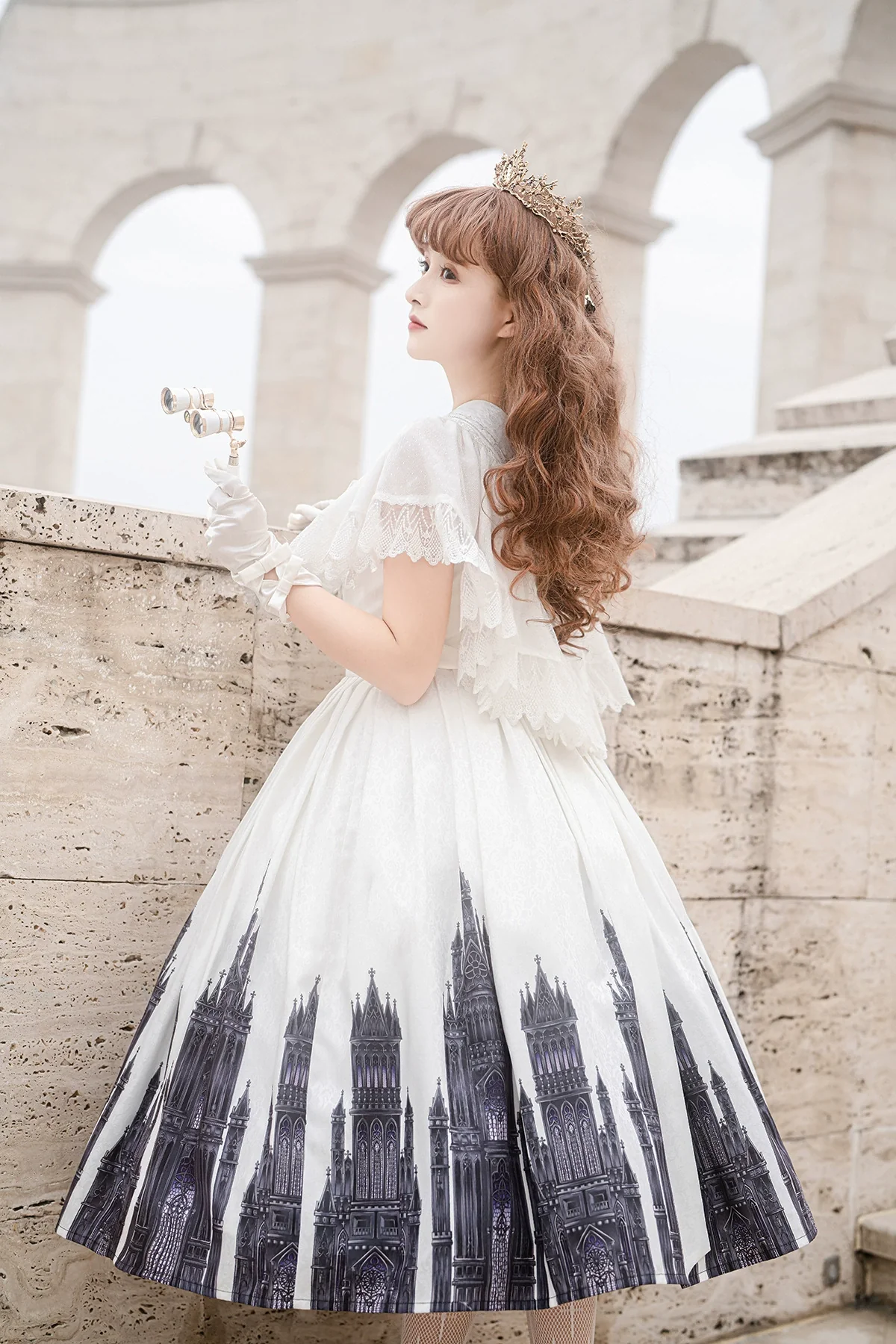 Silent Church - Gothic Lolita JSK Front Open Printed Dress and Thin Cardigan Set - Image 17