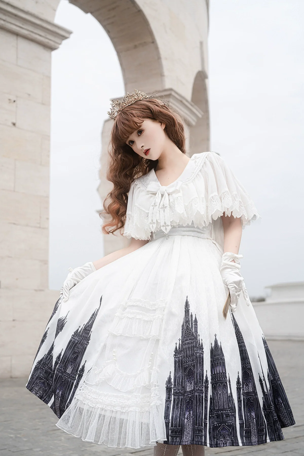 Silent Church - Gothic Lolita JSK Front Open Printed Dress and Thin Cardigan Set - Image 18