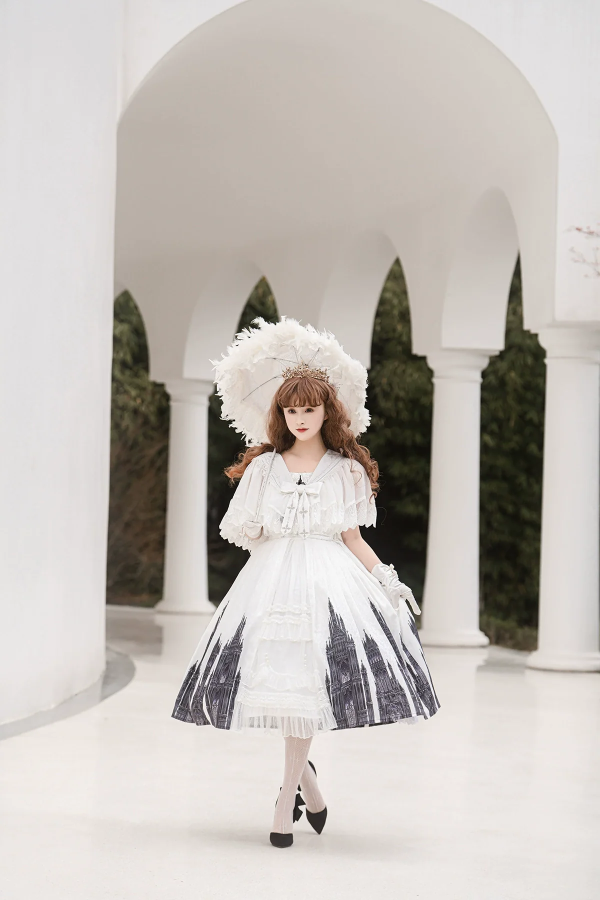 Silent Church - Gothic Lolita JSK Front Open Printed Dress and Thin Cardigan Set - Image 22