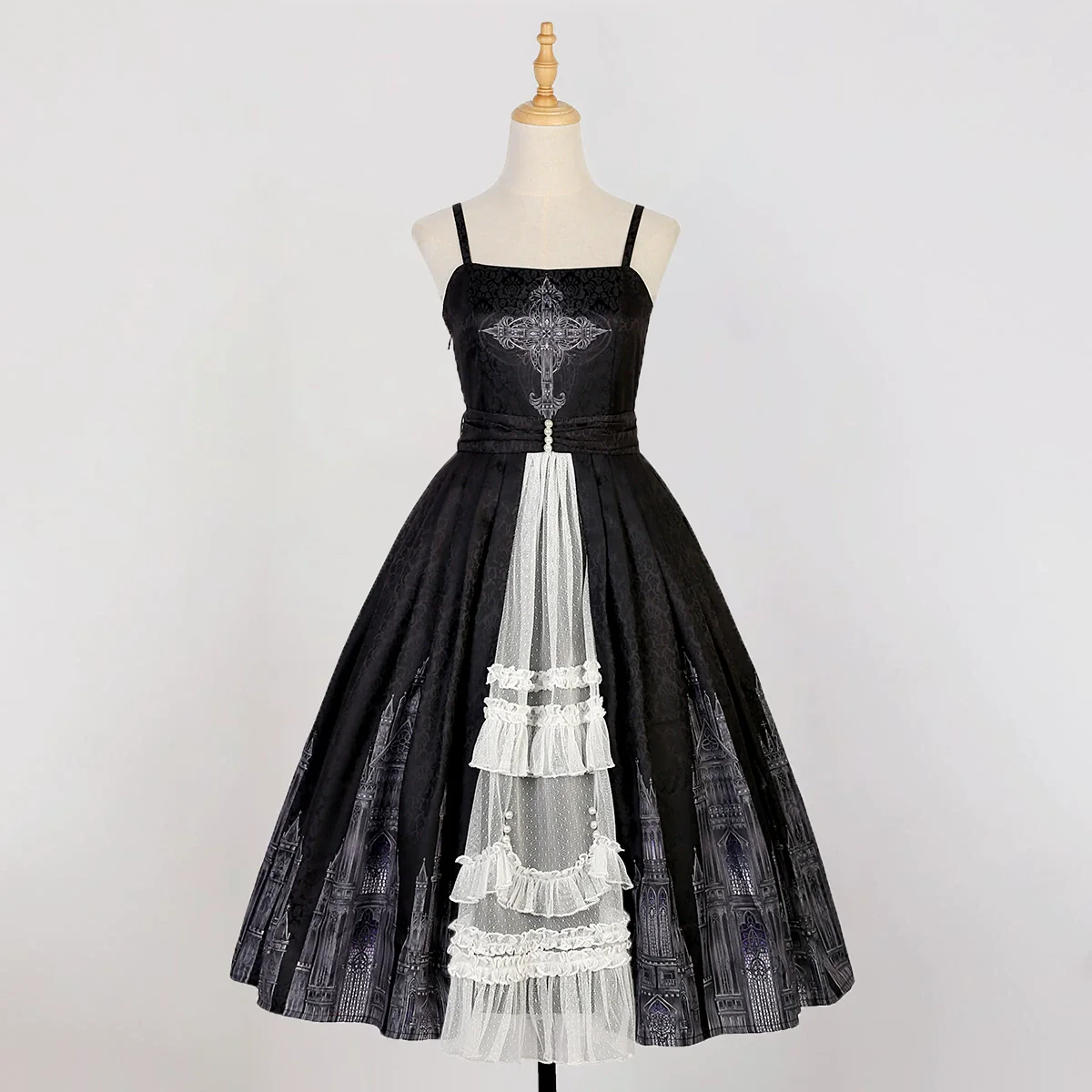 Silent Church - Gothic Lolita JSK Front Open Printed Dress and Thin Cardigan Set - Image 32