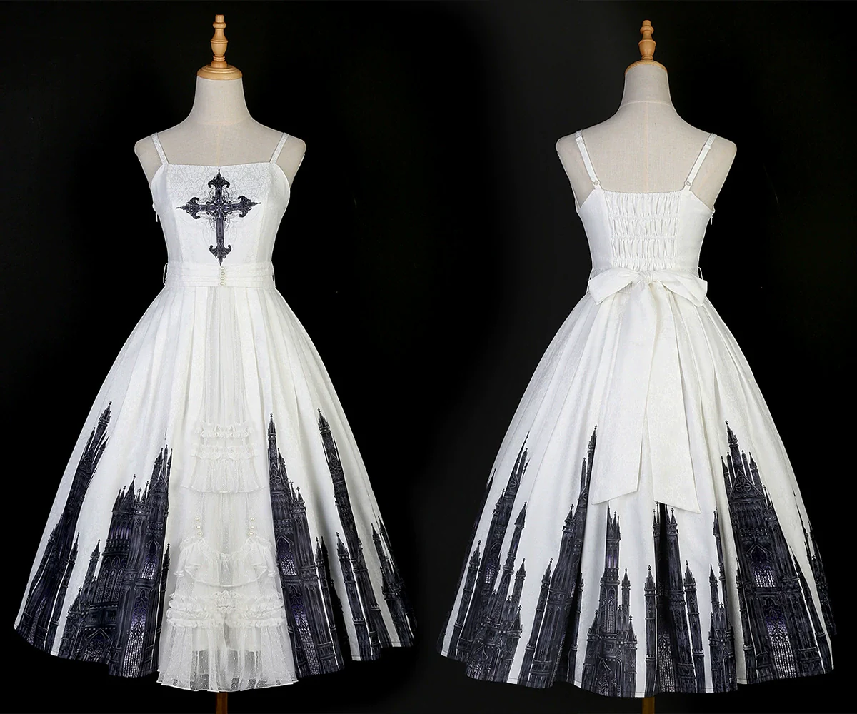Silent Church - Gothic Lolita JSK Front Open Printed Dress and Thin Cardigan Set - Image 34