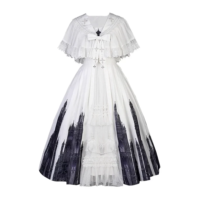Silent Church - Gothic Lolita JSK Front Open Printed Dress and Thin Cardigan Set - Image 36