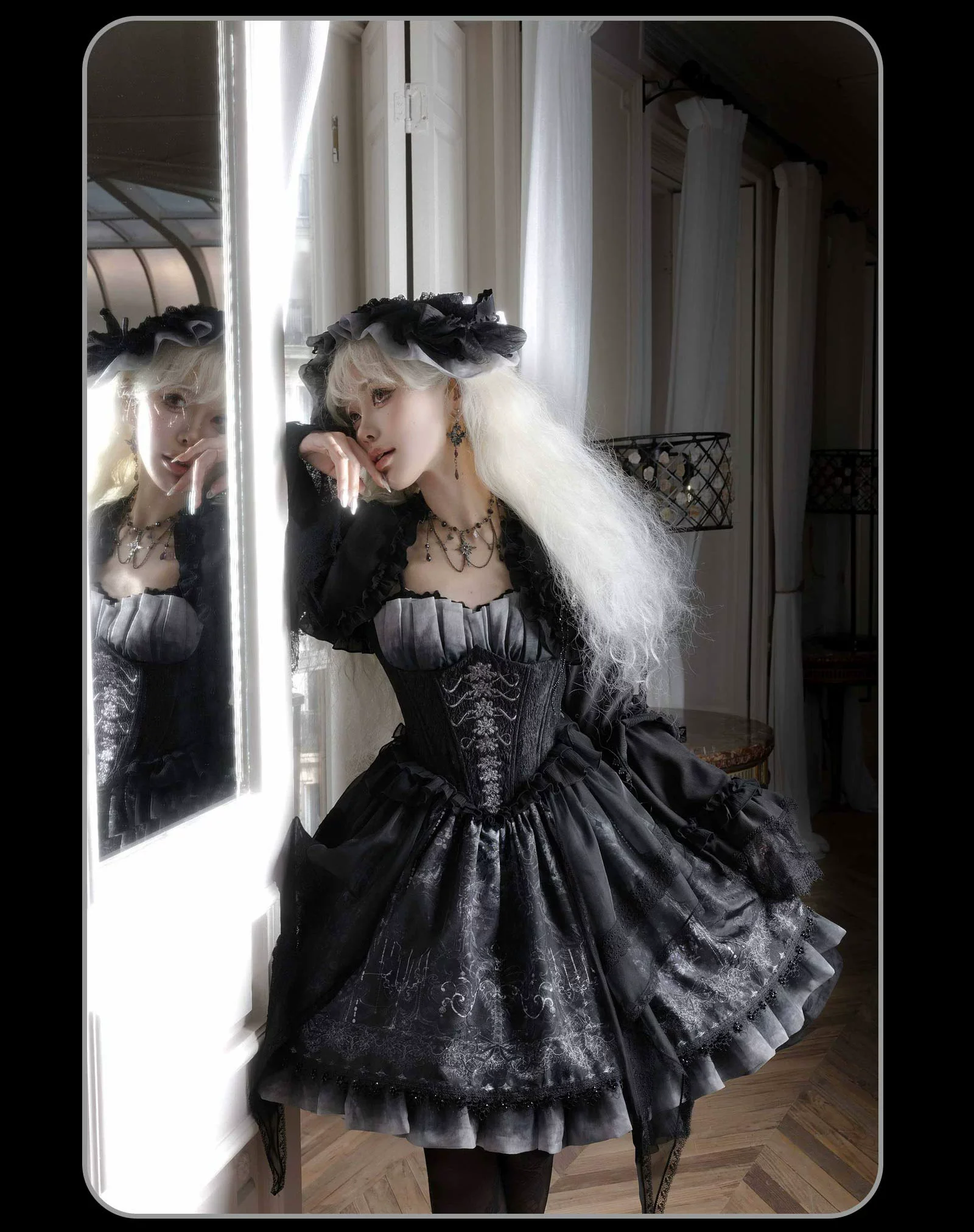 Bone-Eroded Butterfly - Gothic Lolita JSK & SK Set - Image 11