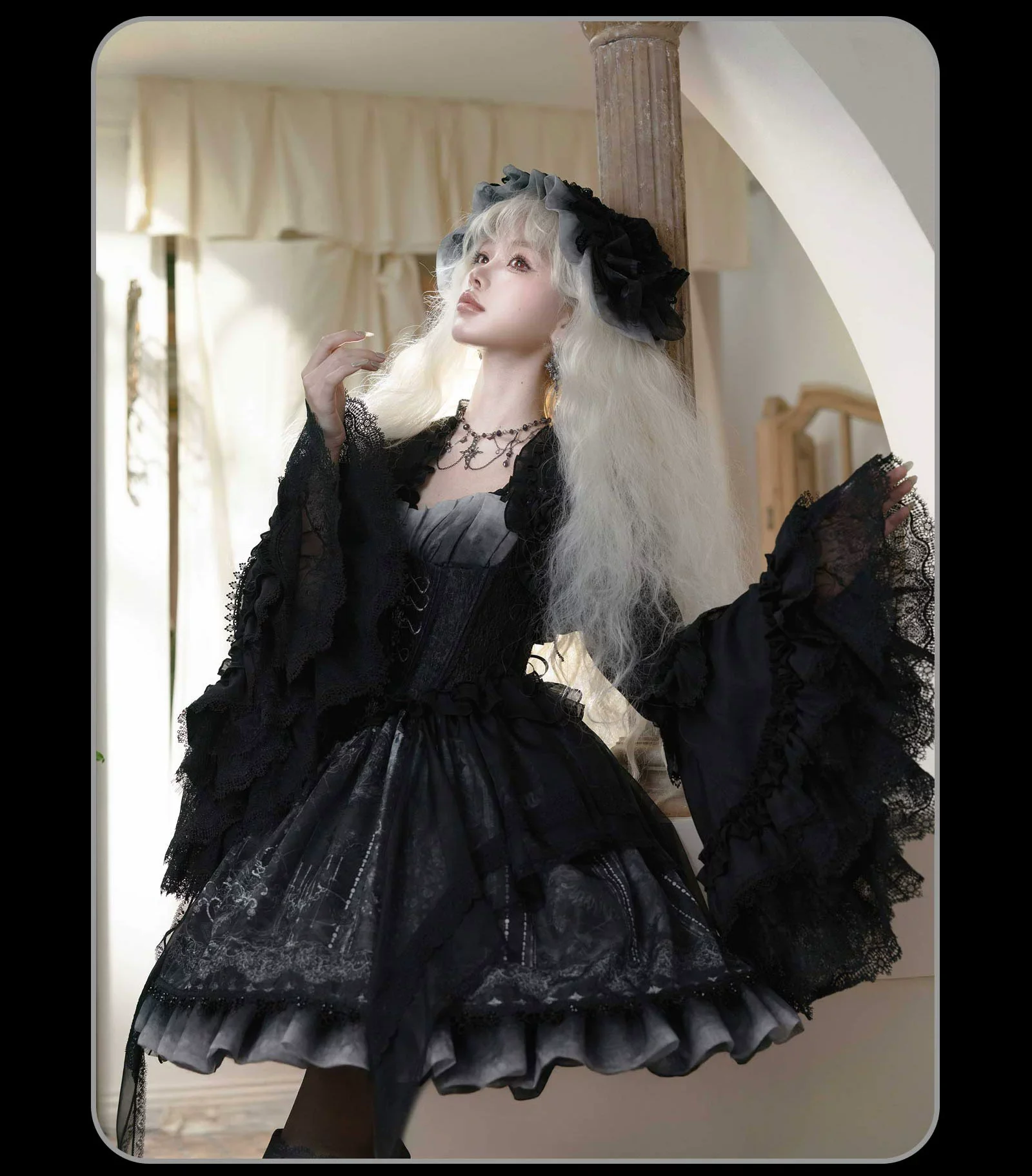 Bone-Eroded Butterfly - Gothic Lolita JSK & SK Set - Image 13