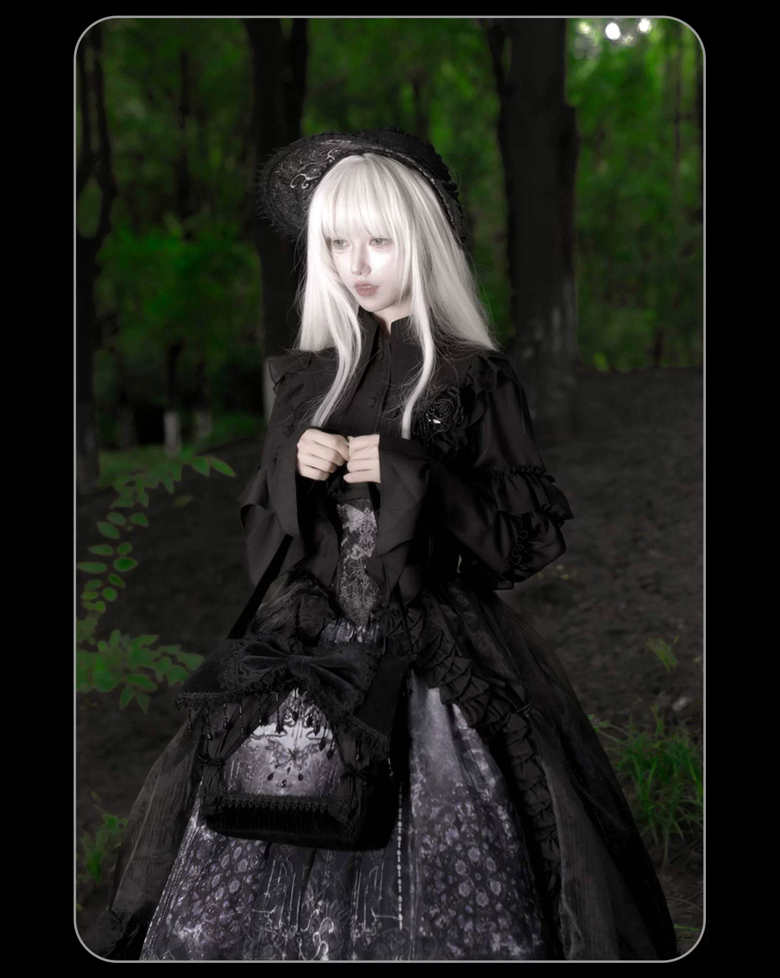 Bone-Eroded Butterfly - Gothic Lolita JSK & SK Set - Image 24