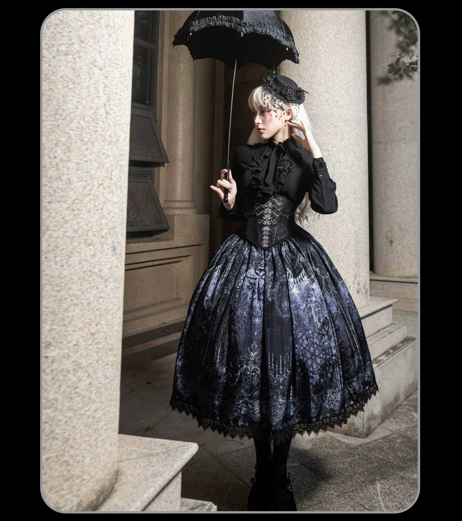 Bone-Eroded Butterfly - Gothic Lolita JSK & SK Set - Image 27