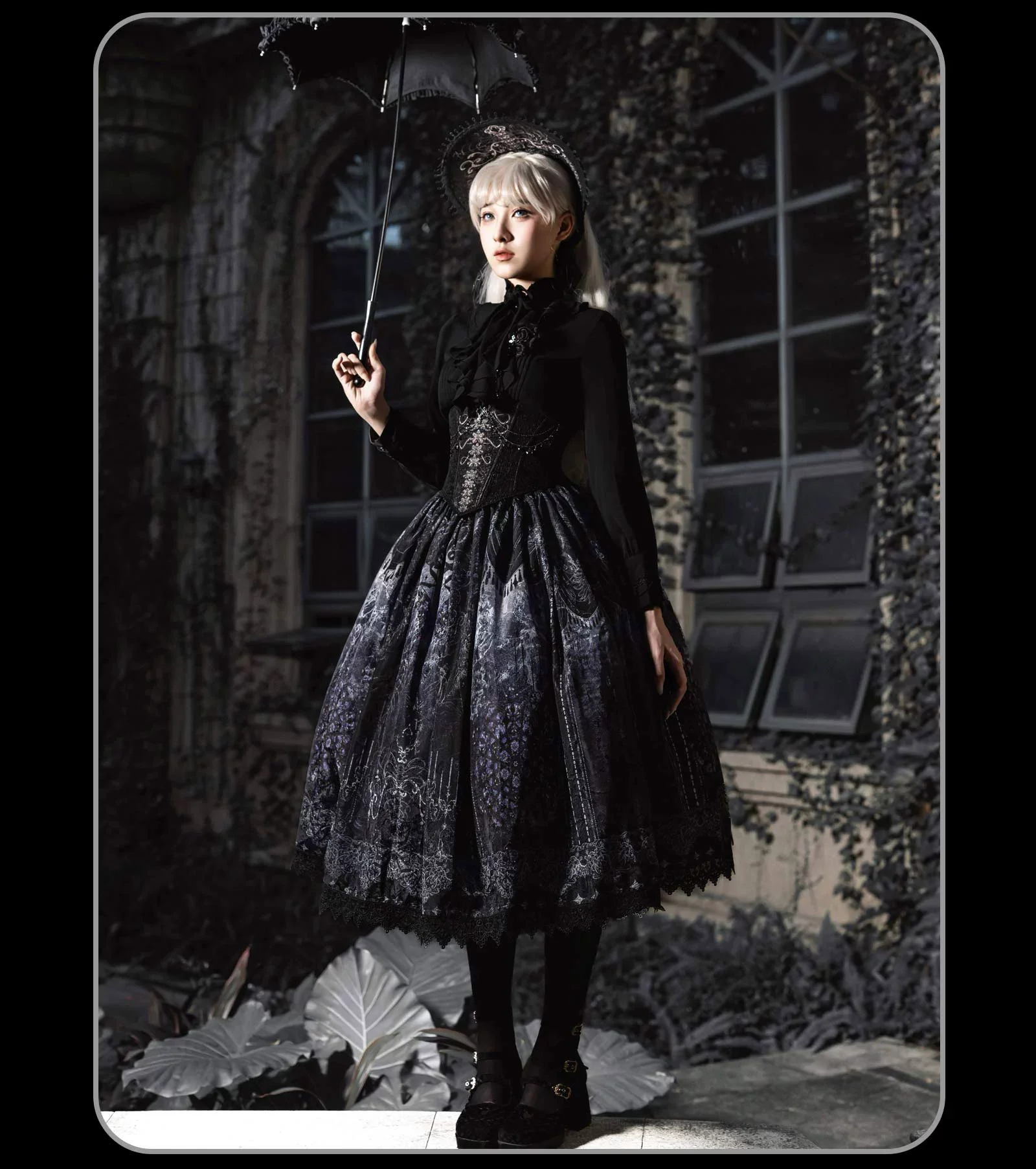 Bone-Eroded Butterfly - Gothic Lolita JSK & SK Set - Image 30