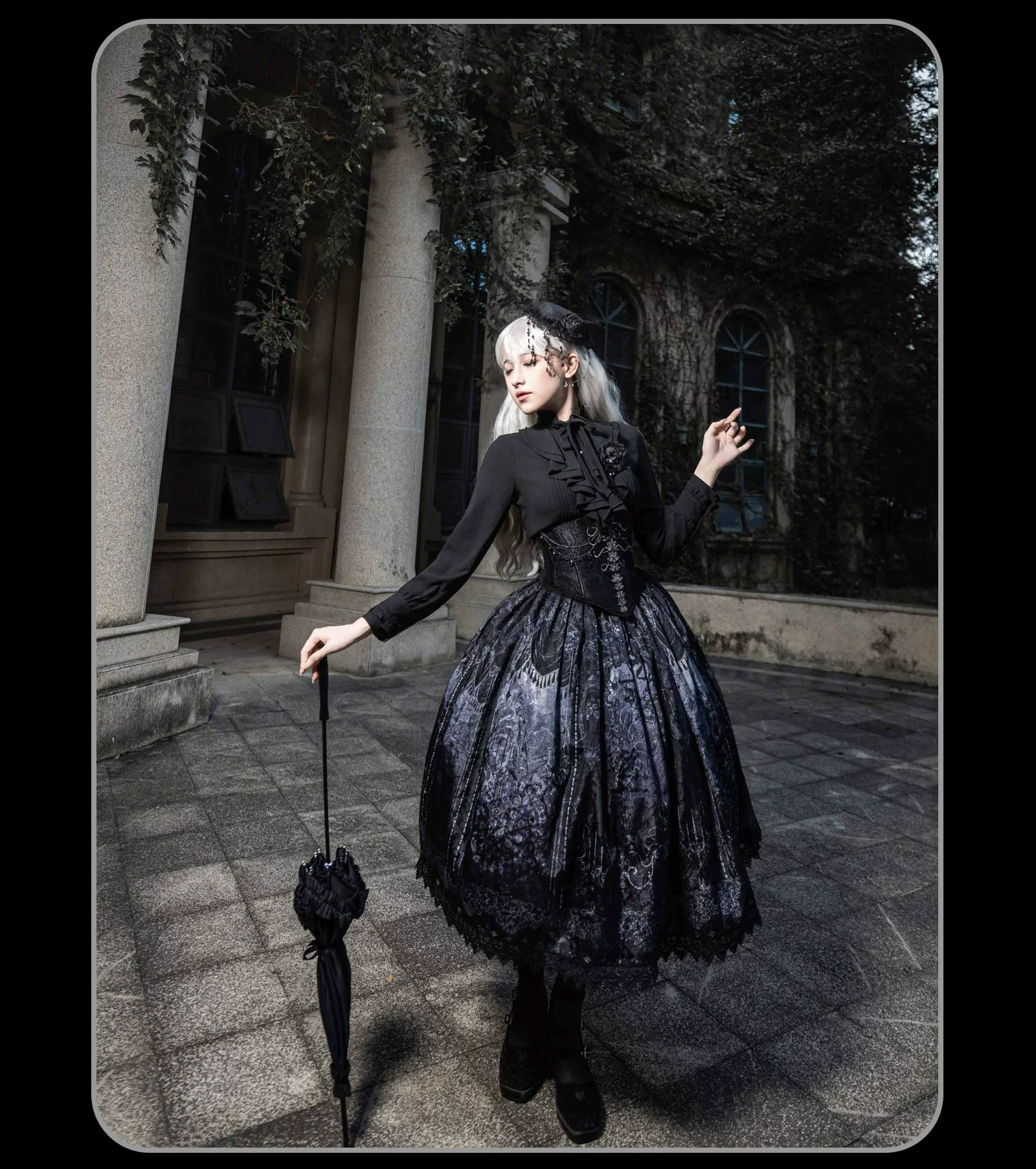 Bone-Eroded Butterfly - Gothic Lolita JSK & SK Set - Image 34