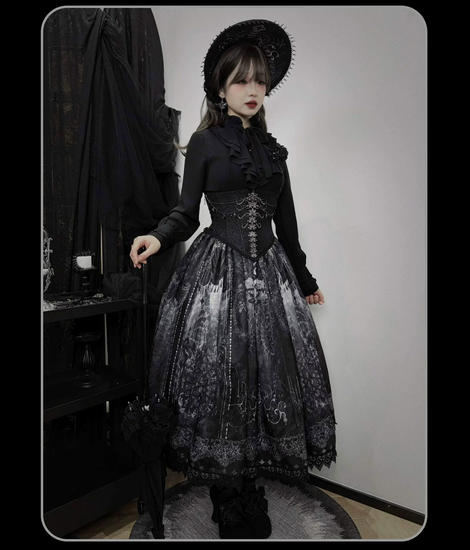 Bone-Eroded Butterfly - Gothic Lolita JSK & SK Set - Image 35