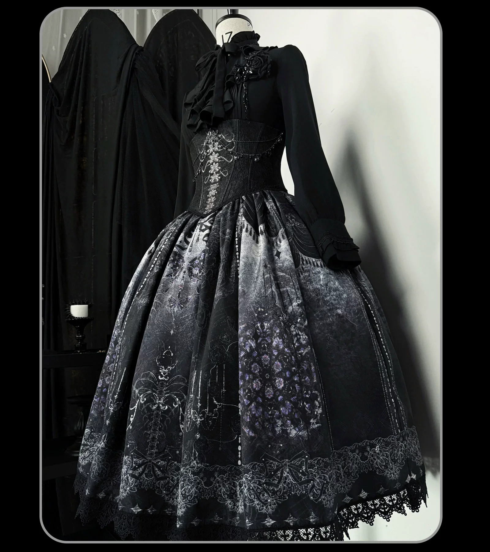 Bone-Eroded Butterfly - Gothic Lolita JSK & SK Set - Image 40