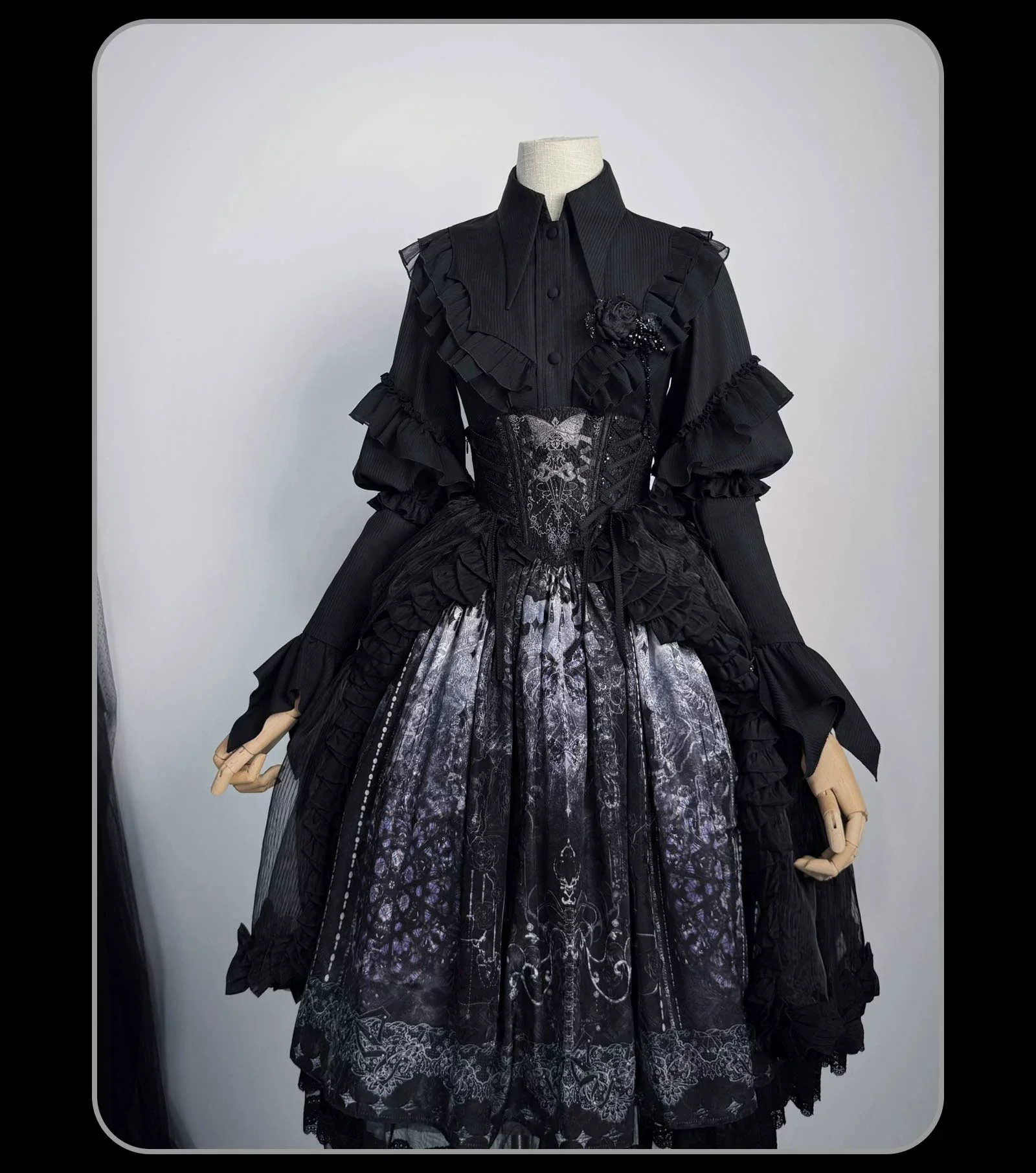 Bone-Eroded Butterfly - Gothic Lolita JSK & SK Set - Image 5