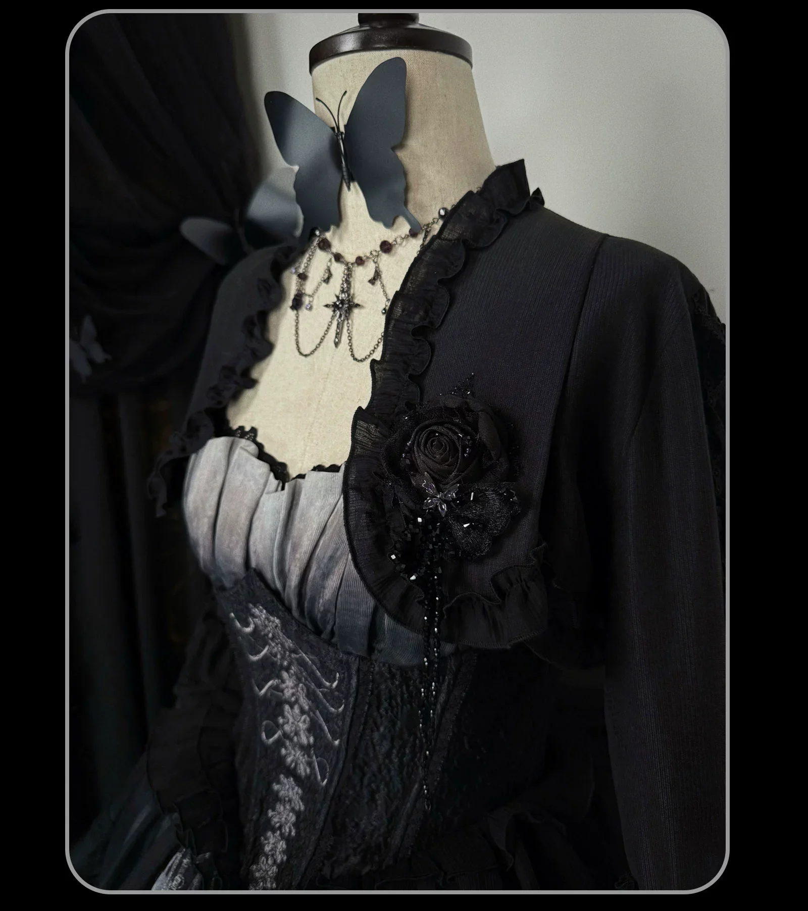 Bone-Eroded Butterfly - Gothic Lolita JSK & SK Set - Image 53