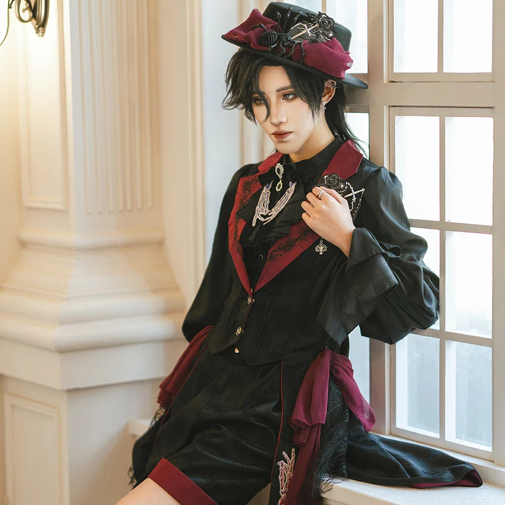 Moonnight Return - Gothic Lolita Long Vest, Embroidered Collar - Image 10