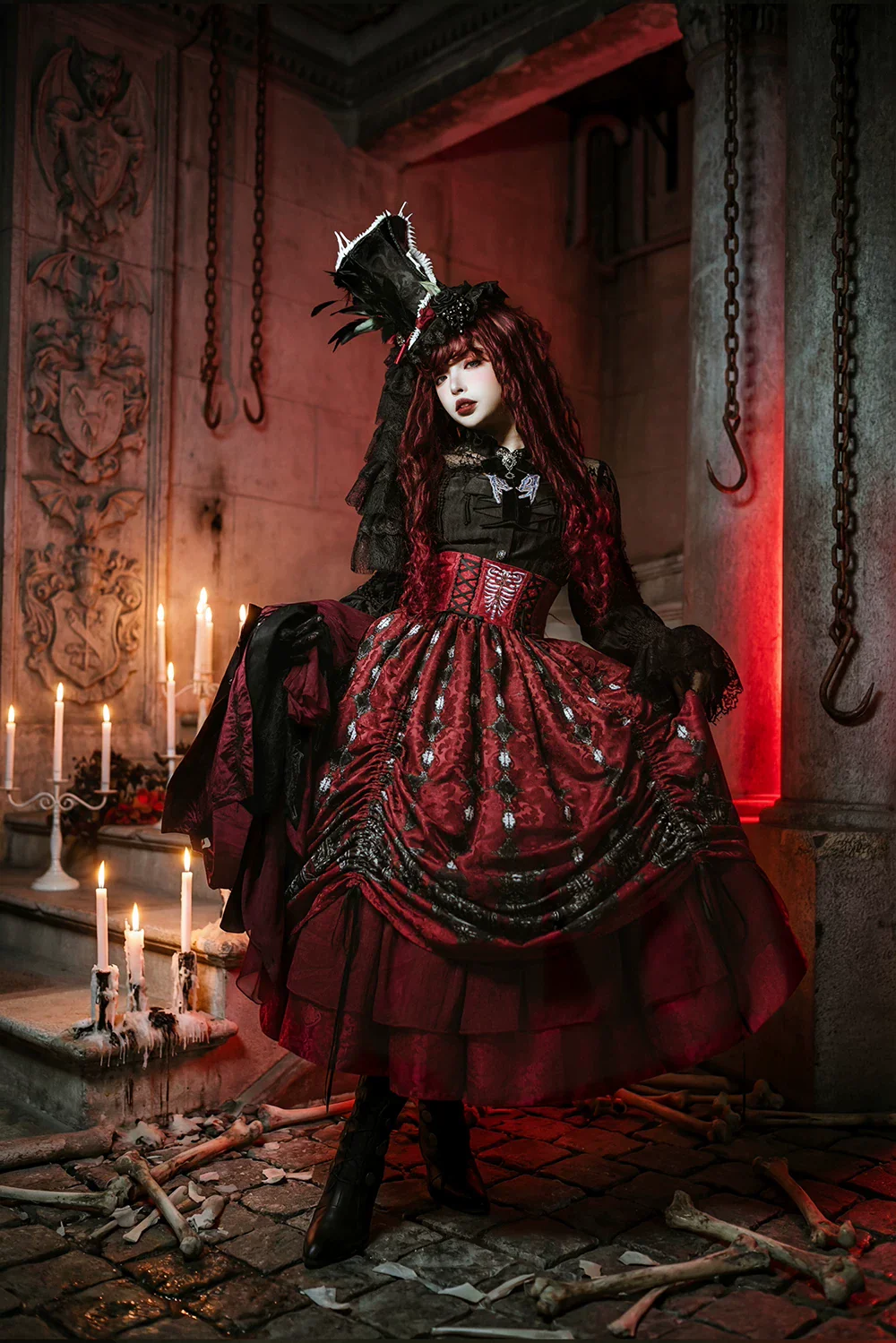 Moonnight Return - Gothic Lolita Long Vest, Embroidered Collar - Image 17
