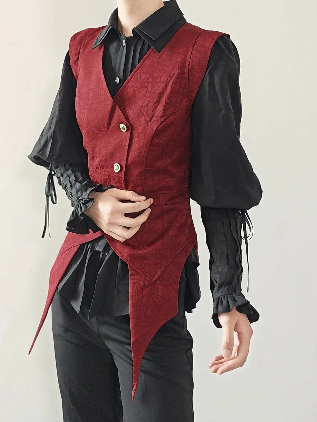 The Lute Player - Gothic Lolita Mutton Sleeves Blouse, Swallow Tail Hem - Image 22
