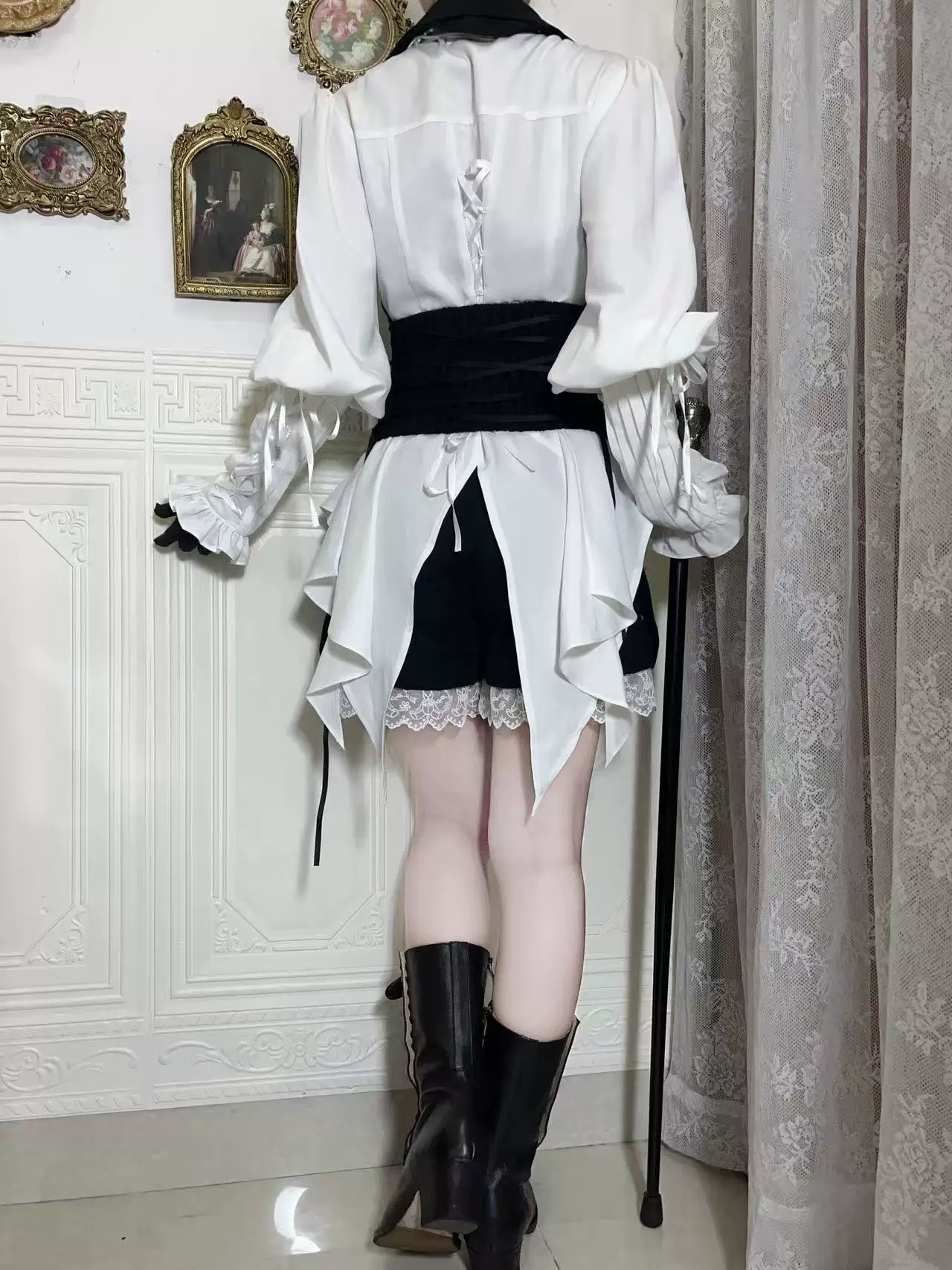 The Lute Player - Gothic Lolita Mutton Sleeves Blouse, Swallow Tail Hem - Image 7