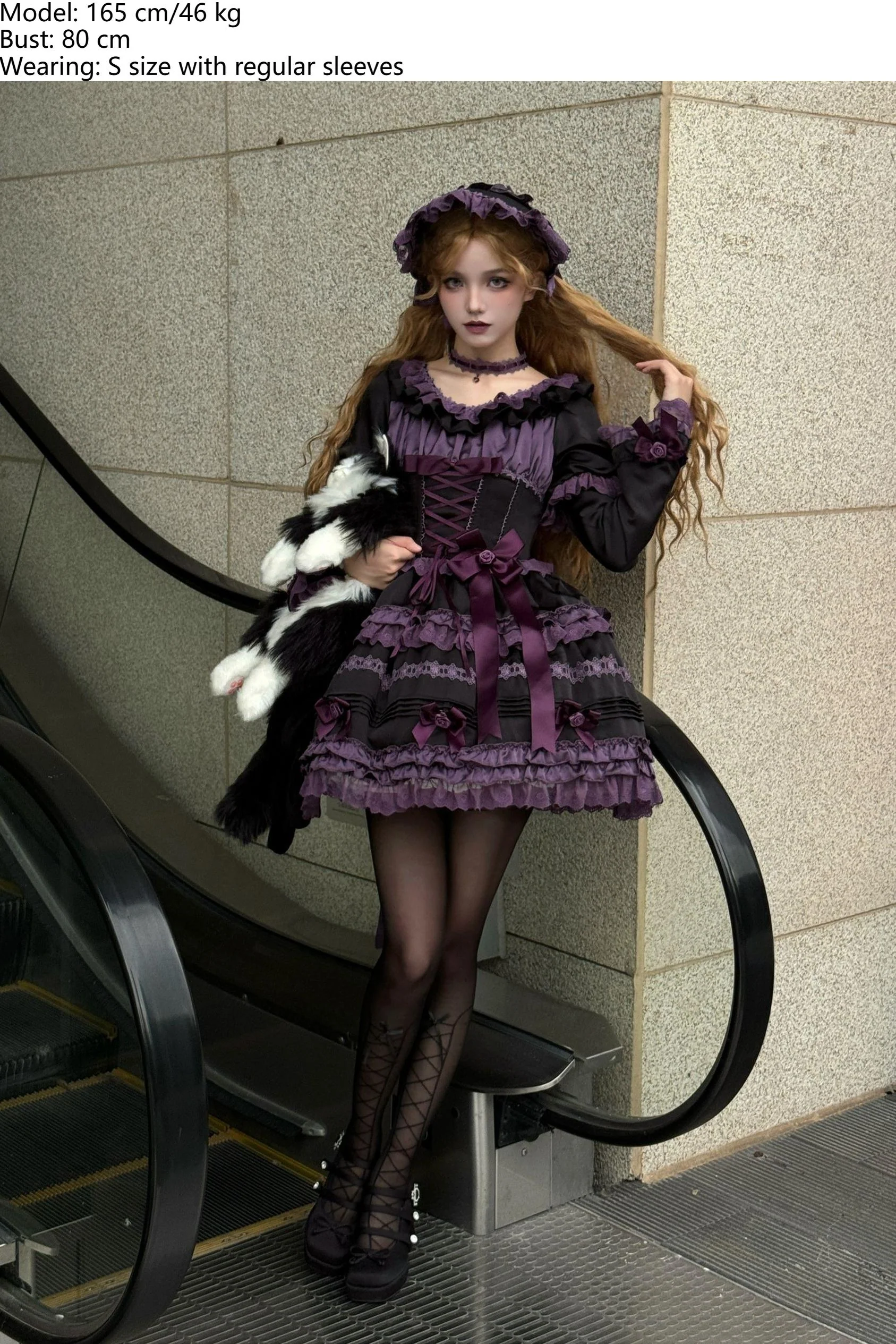 Stacked Black Currant - Gothic Lolita OP Dress, Detachable Skirt Hem - Image 18