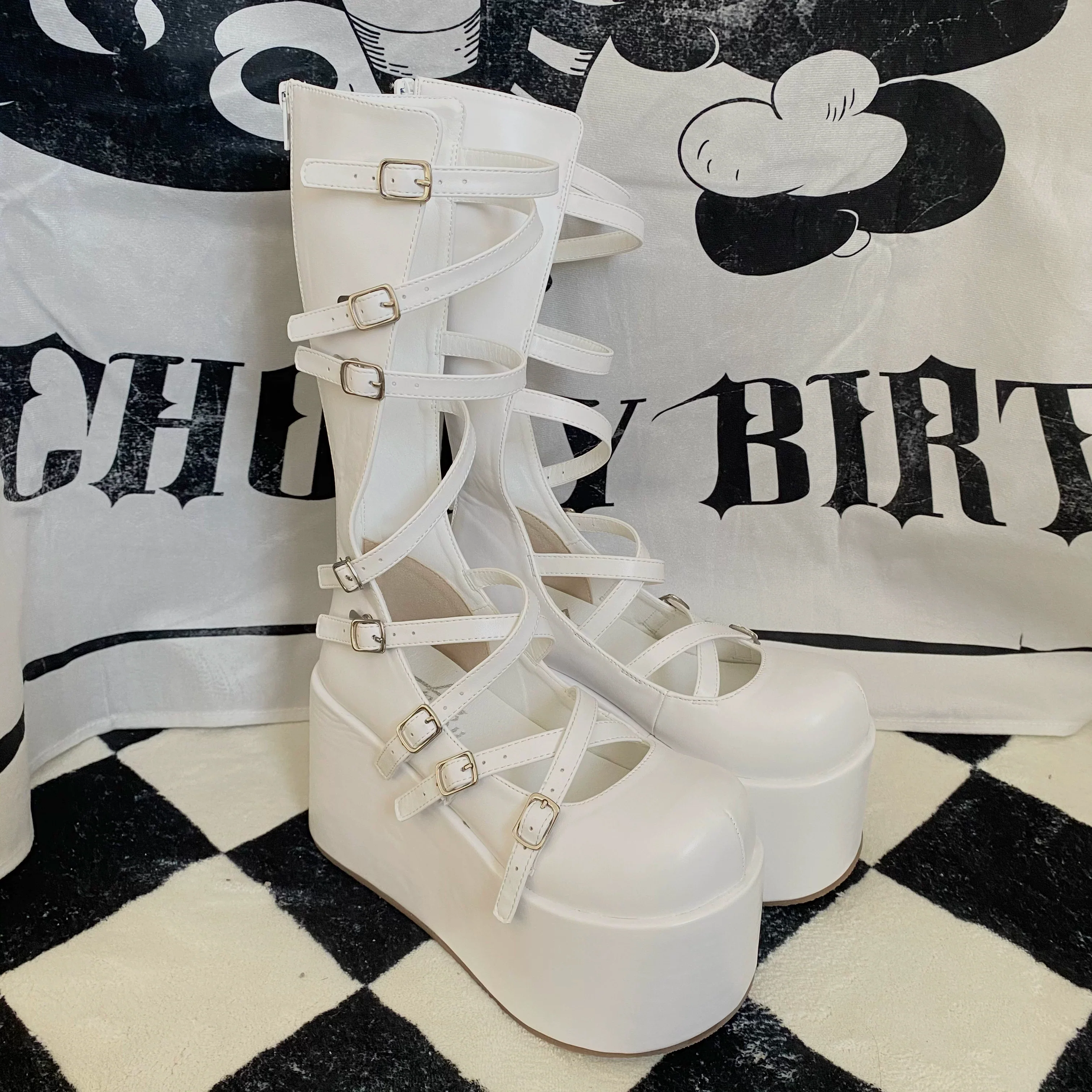 Gothic Doll - Gothic Lolita Platform Shoes, Adjustable Shoe Straps - Image 11