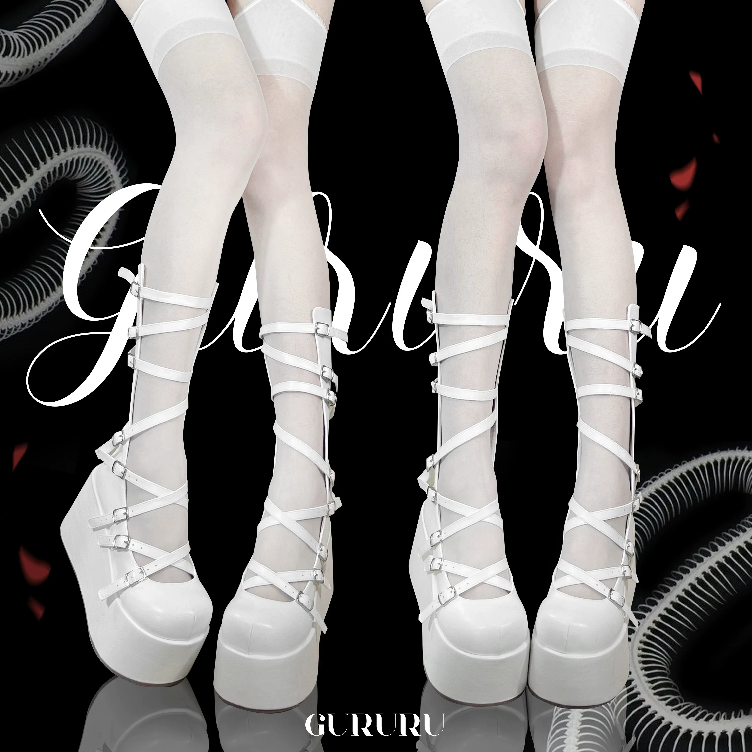 Gothic Doll - Gothic Lolita Platform Shoes, Adjustable Shoe Straps - Image 17