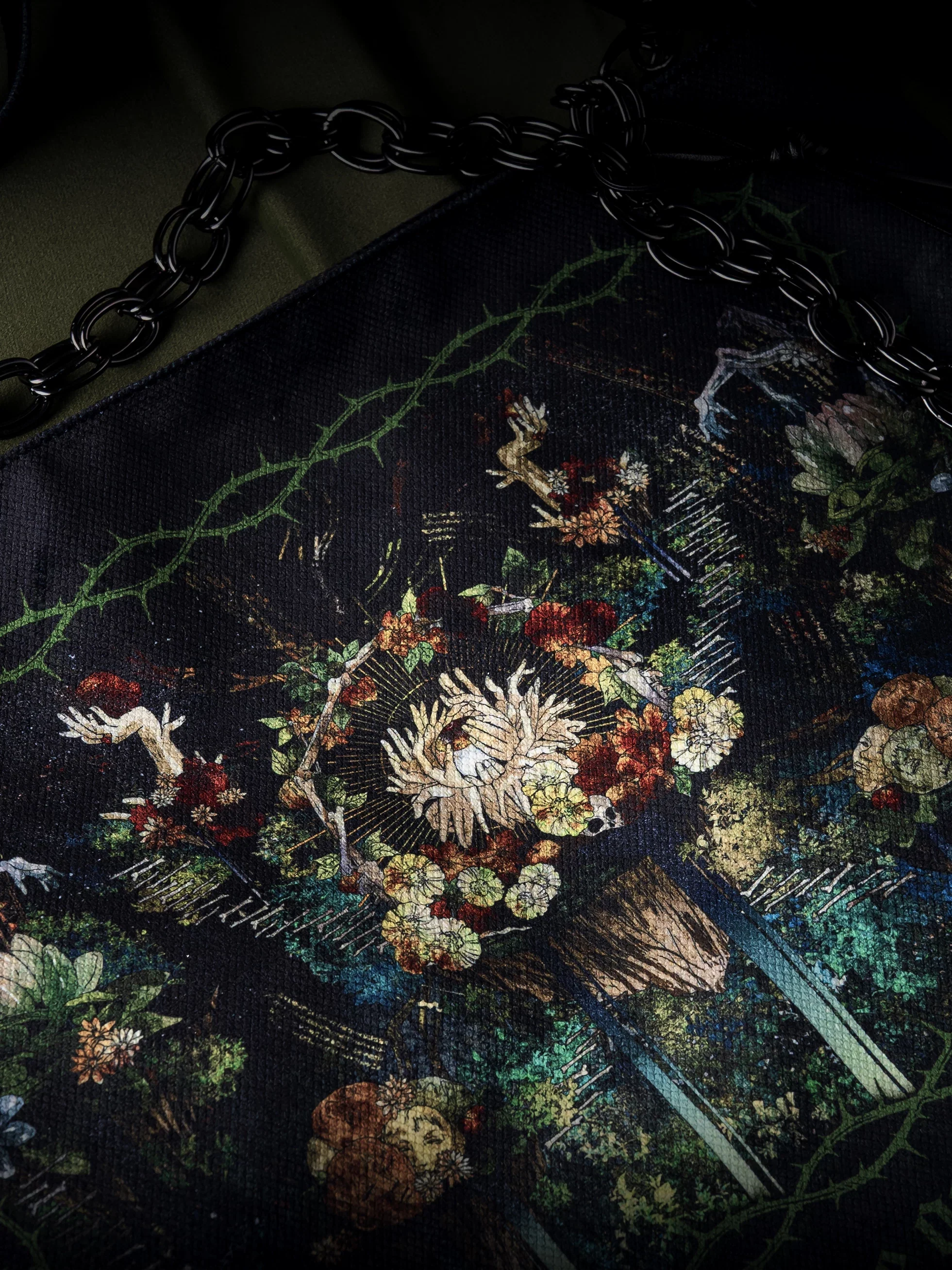 Bone Garden - Gothic Lolita Printed Tote Bag, Adjustable Strap - Image 7