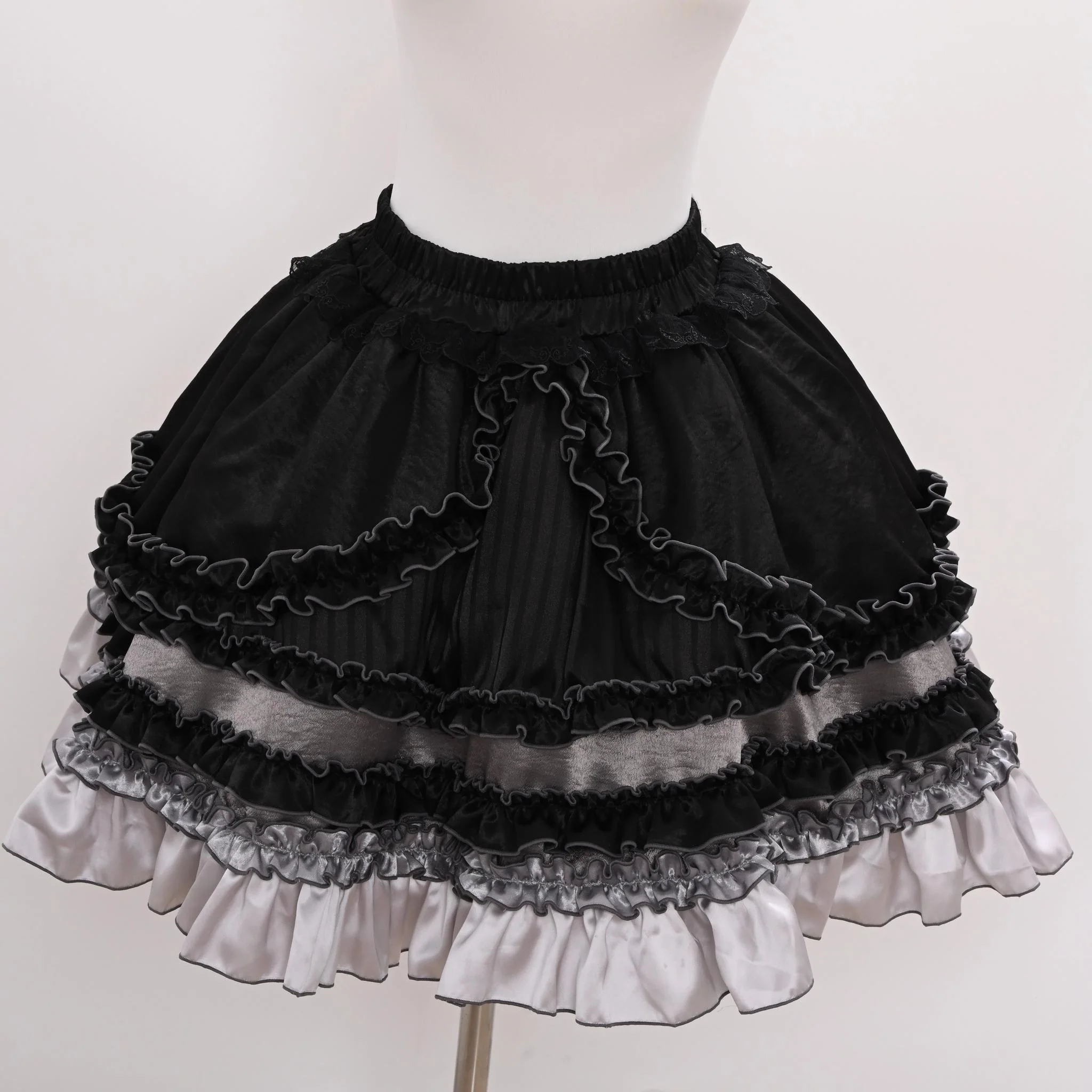 Metallic Angel Black - Gothic Lolita Rhinestone Top & Ruffled Skirt Set - Image 19