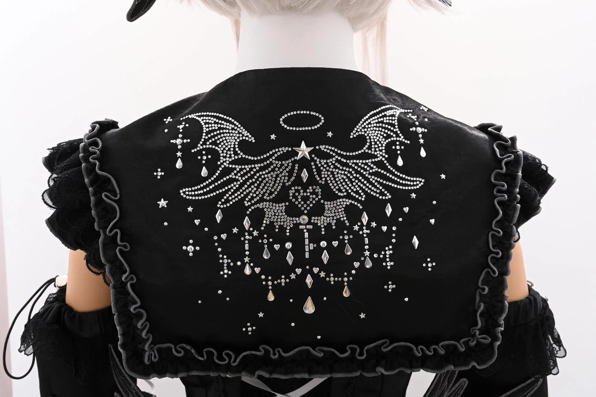 Metallic Angel Black - Gothic Lolita Rhinestone Top & Ruffled Skirt Set - Image 29
