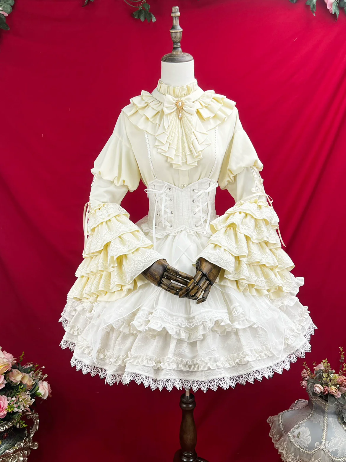Good and Evil Angel - Gothic Lolita SK Set, Retro Princess Sleeve Blouse - Image 17