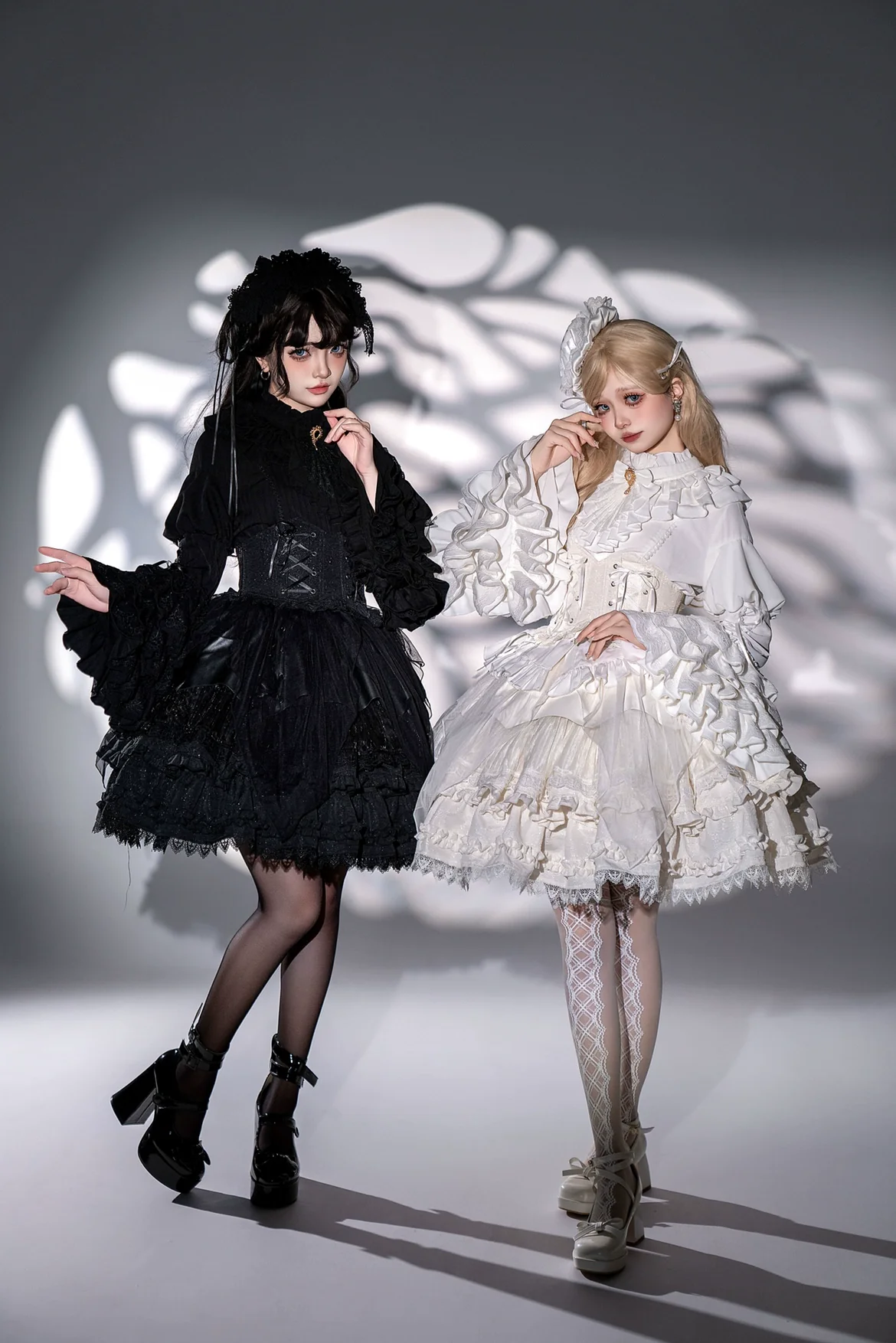 Good and Evil Angel - Gothic Lolita SK Set, Retro Princess Sleeve Blouse - Image 2