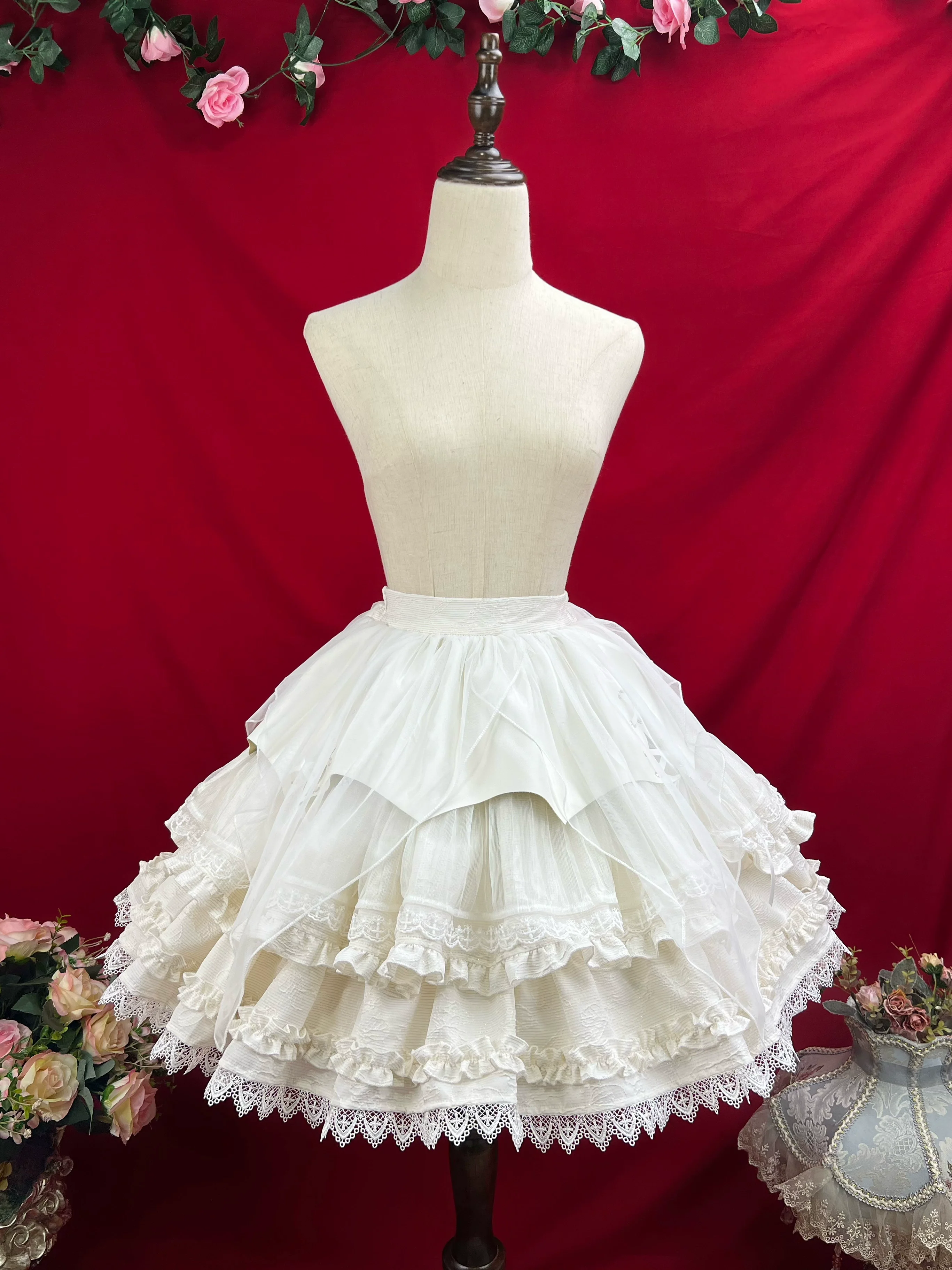 Good and Evil Angel - Gothic Lolita SK Set, Retro Princess Sleeve Blouse - Image 32