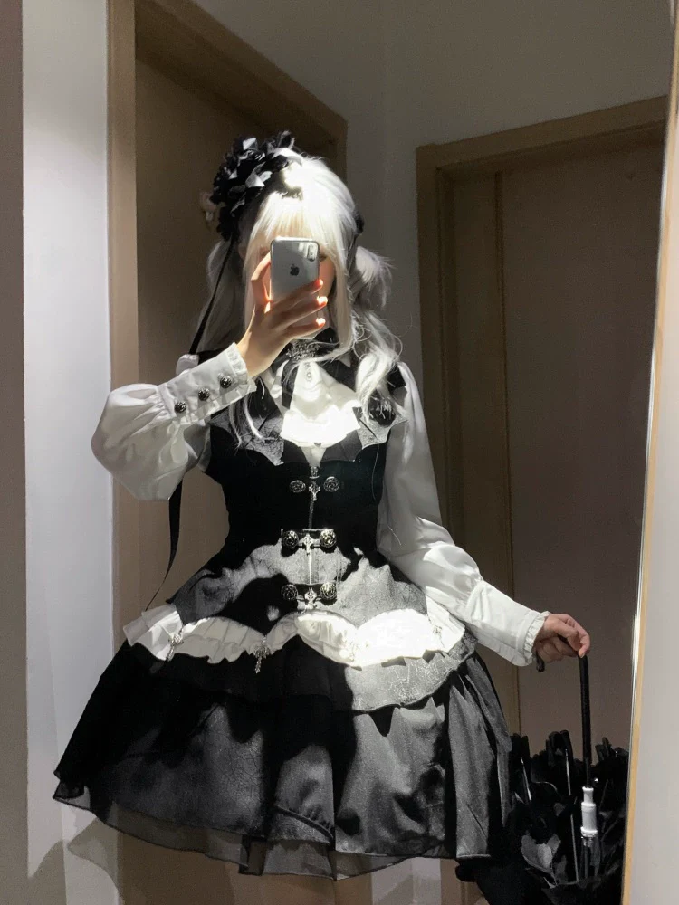 Bloodline Duke - Gothic Lolita SK Suit Spider Web Vest and Blouse - Image 11