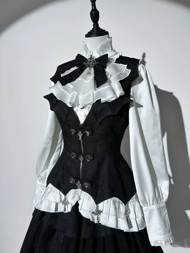 Bloodline Duke - Gothic Lolita SK Suit Spider Web Vest and Blouse - Image 14