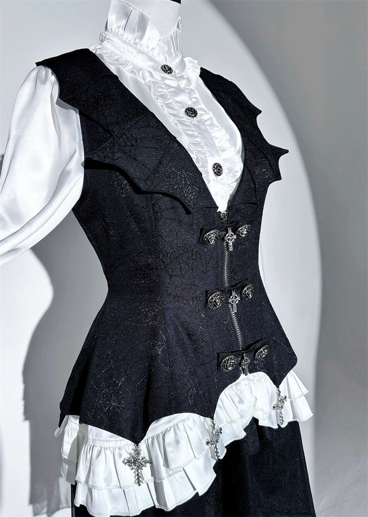 Bloodline Duke - Gothic Lolita SK Suit Spider Web Vest and Blouse - Image 17