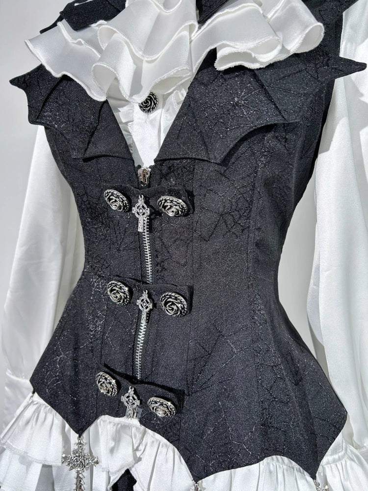 Bloodline Duke - Gothic Lolita SK Suit Spider Web Vest and Blouse - Image 18