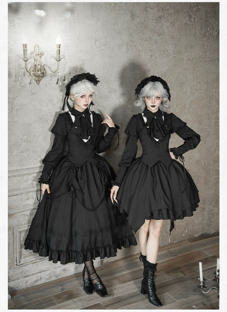 With PUJI - Night Talk - Gothic Lolita Skirt Dress Set, Batwing-shaped Accents - Image 14