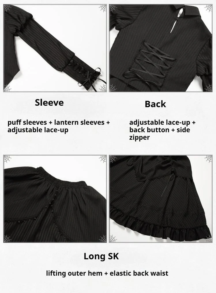 With PUJI - Night Talk - Gothic Lolita Skirt Dress Set, Batwing-shaped Accents - Image 29