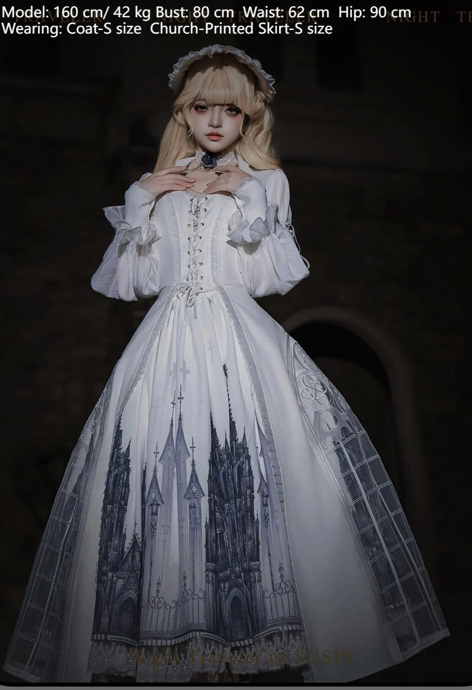 Night Traveler - Gothic Lolita Skirt Long Coat Long-Sleeved Shirt and Bustier - Image 21