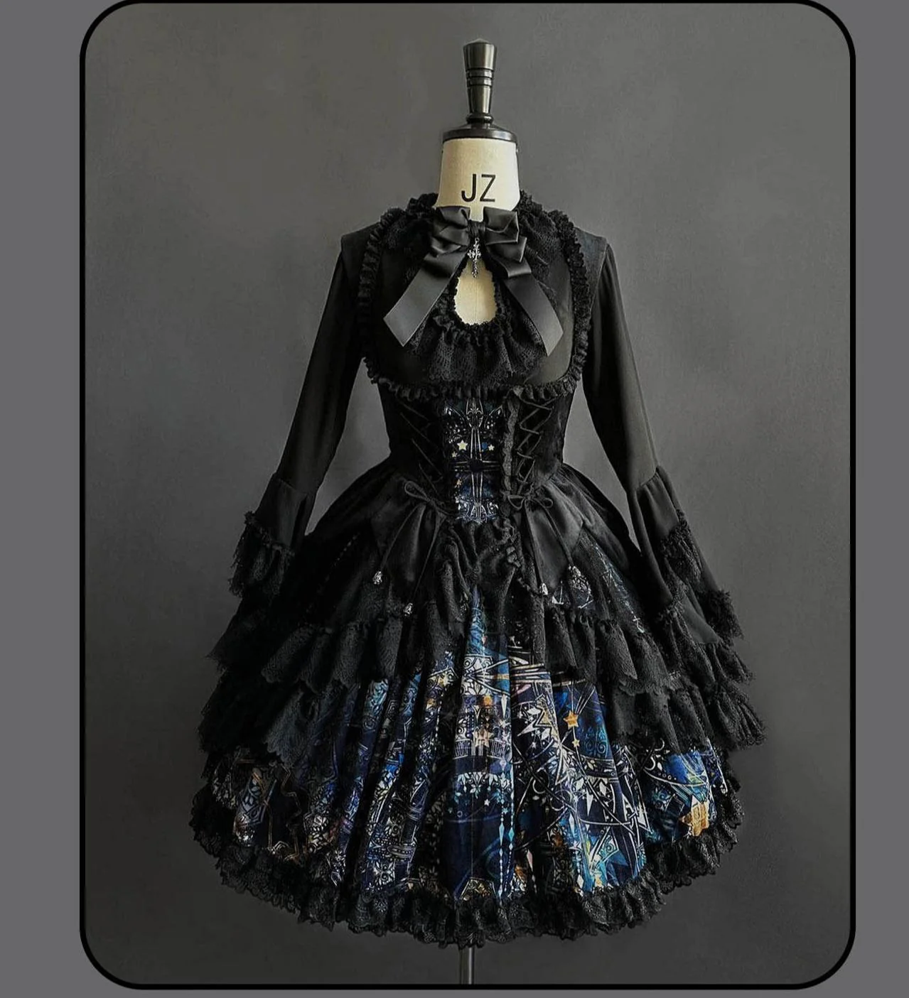 Night Traveler - Gothic Lolita Skirt Long Coat Long-Sleeved Shirt and Bustier - Image 31