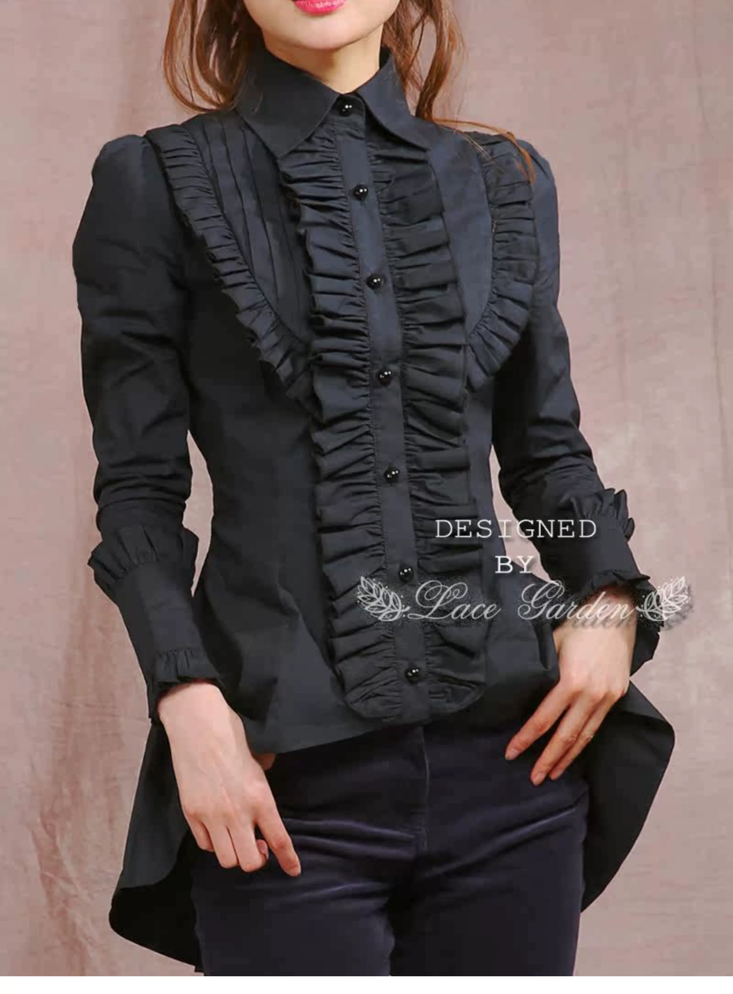 Gothic Lolita Tailed Hem Blouse and Multi-layer Skirt Set - Image 15