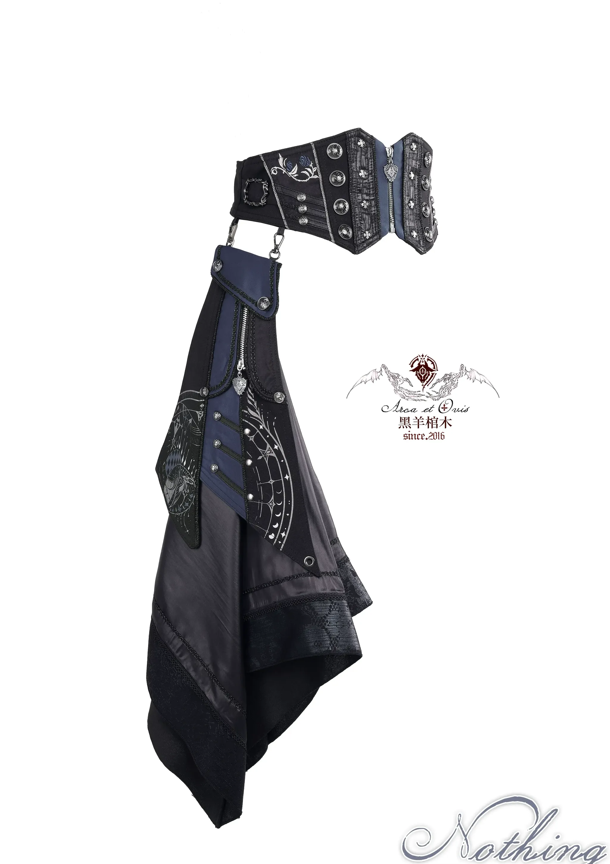 Nothing - Gothic Lolita Waist Cincher, Star and Moon Print Dress Train - Image 6