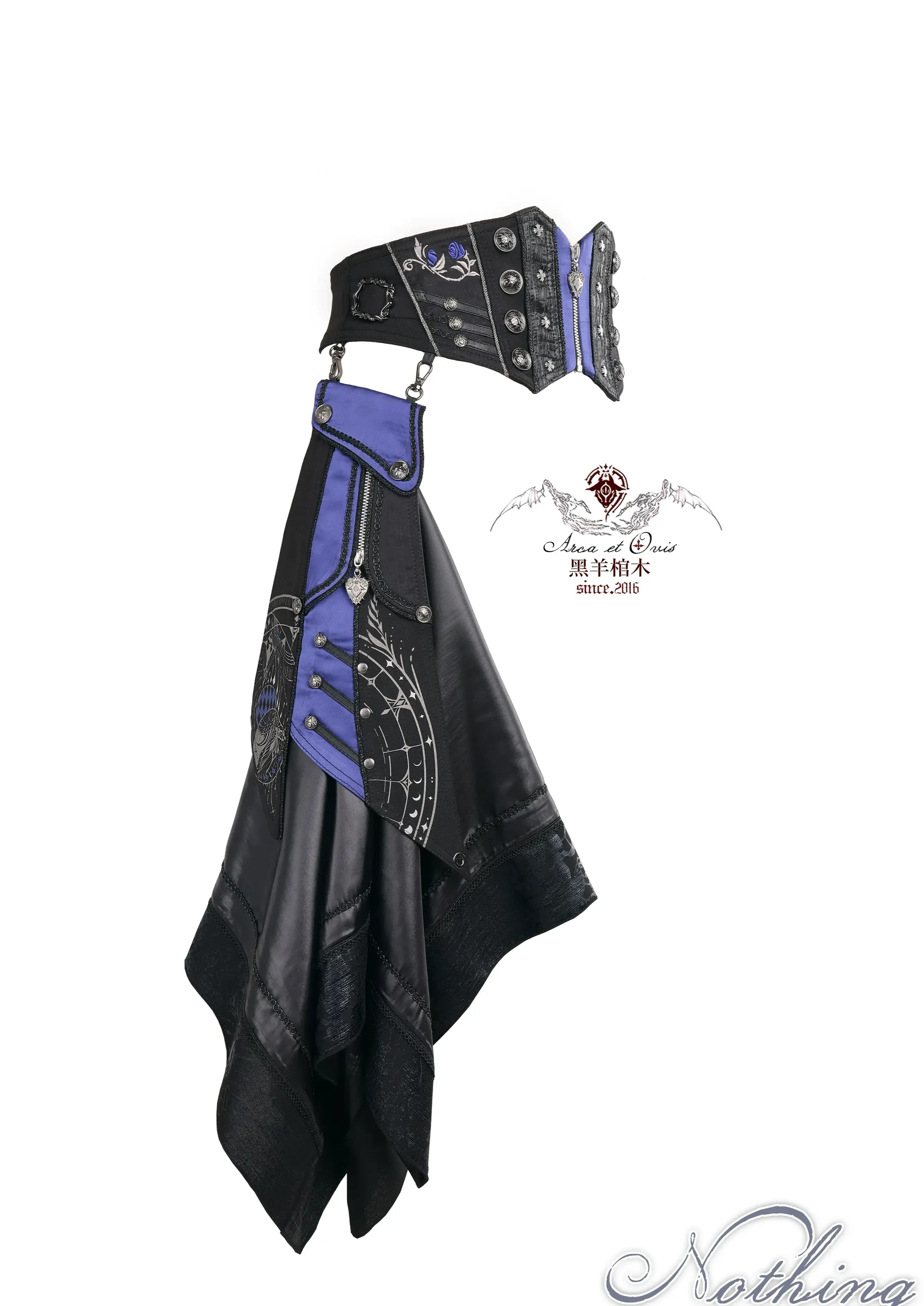 Nothing - Gothic Lolita Waist Cincher, Star and Moon Print Dress Train - Image 7