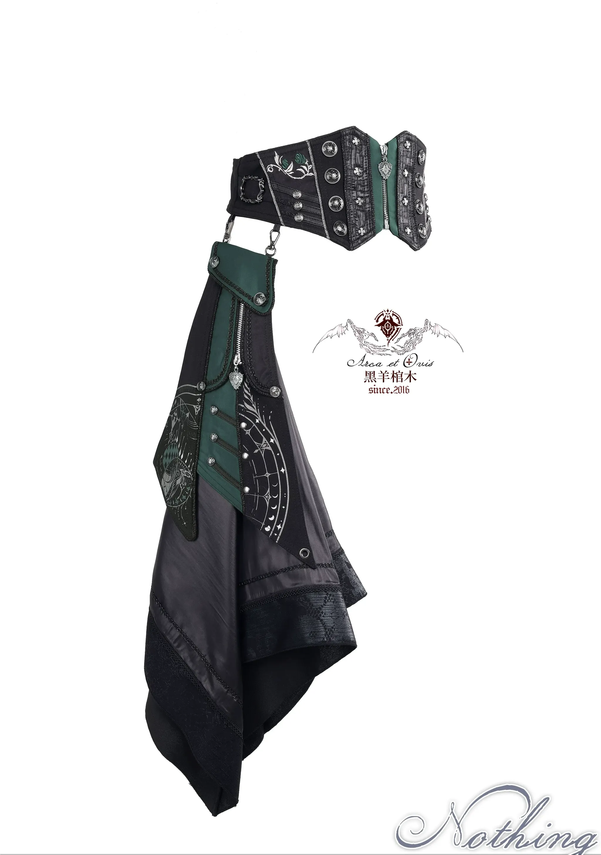 Nothing - Gothic Lolita Waist Cincher, Star and Moon Print Dress Train - Image 8