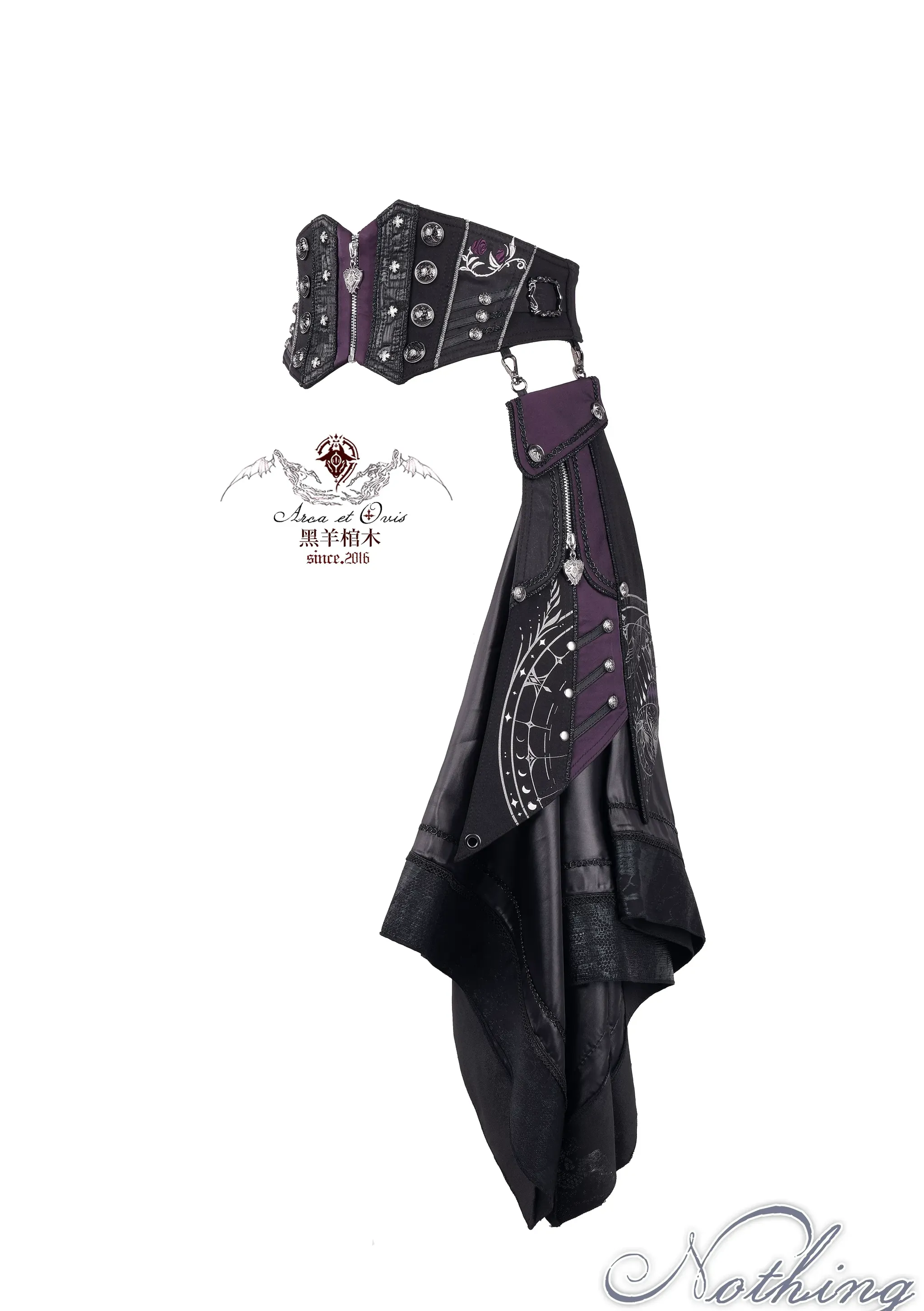 Nothing - Gothic Lolita Waist Cincher, Star and Moon Print Dress Train - Image 9