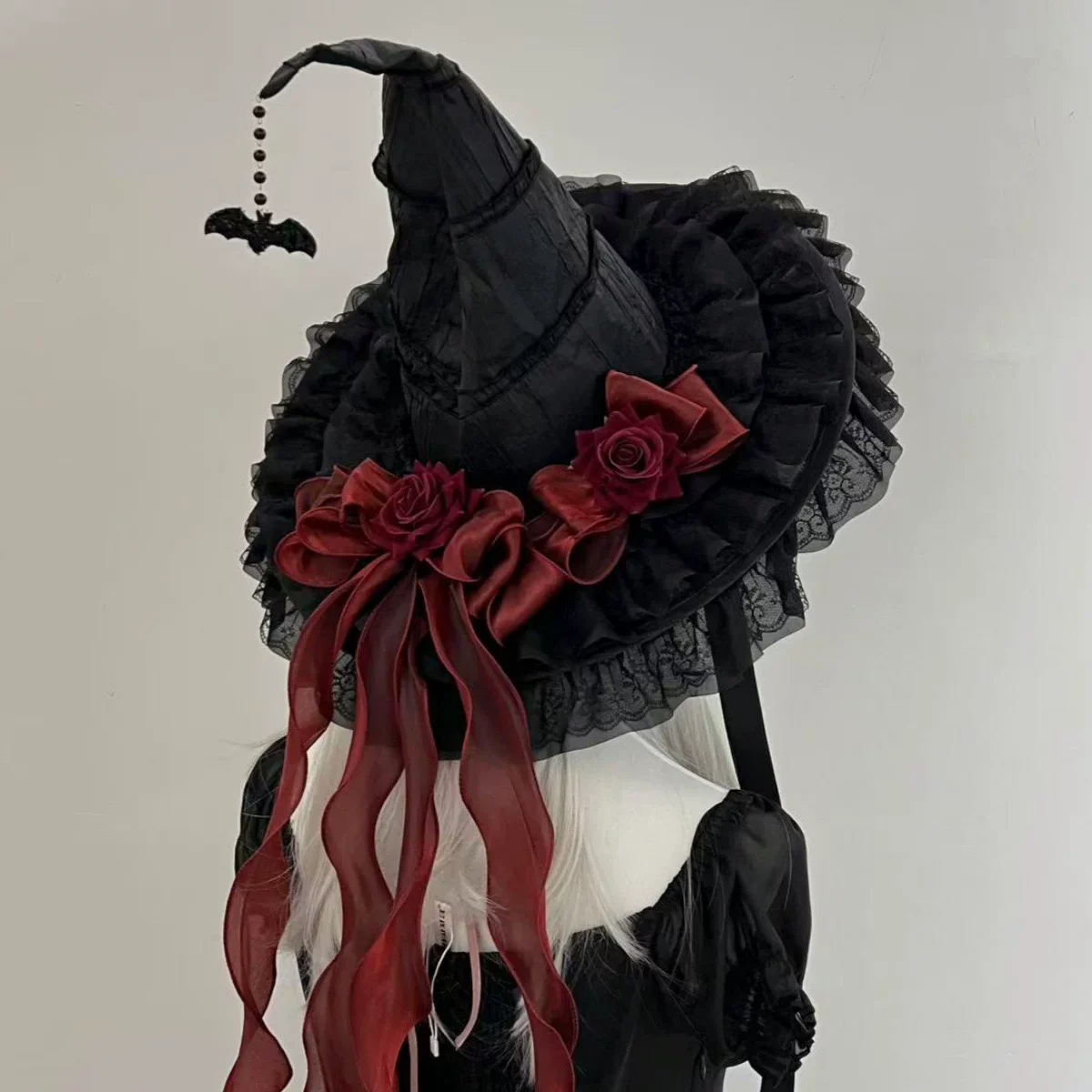 Gothic Lolita Witch Hat, Detachable Bow - Image 4