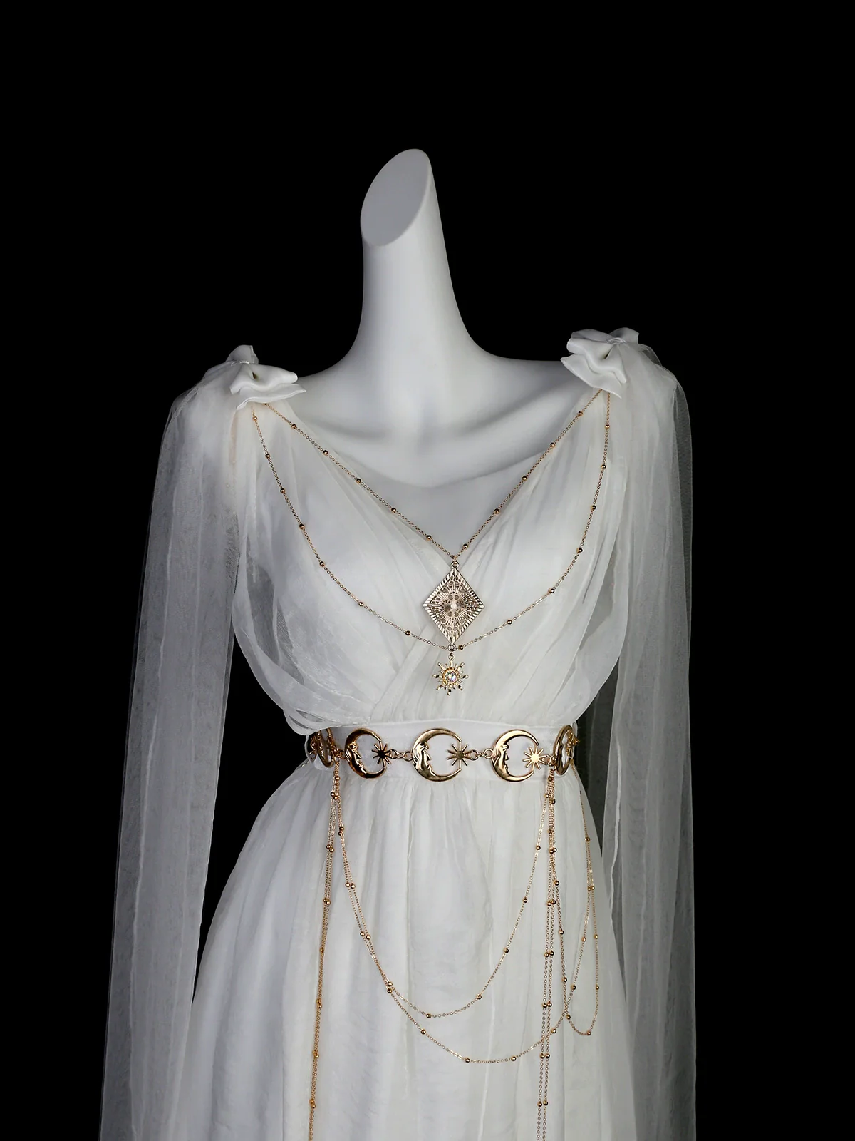 Divine - Elegant Greek Mythology Style Lolita JSK Irregular Hem White JSK Dress - Image 5
