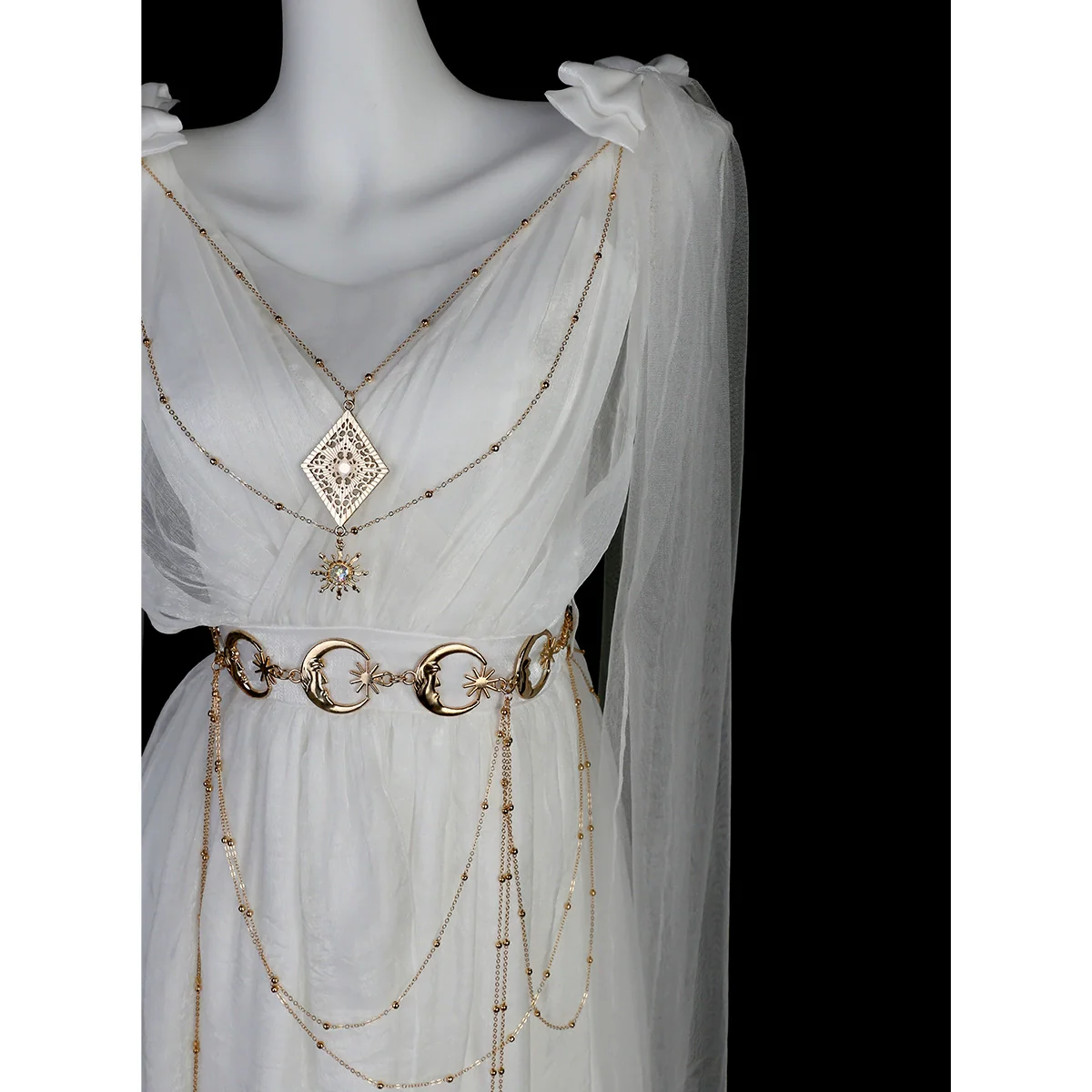 Divine - Elegant Greek Mythology Style Lolita JSK Irregular Hem White JSK Dress - Image 8