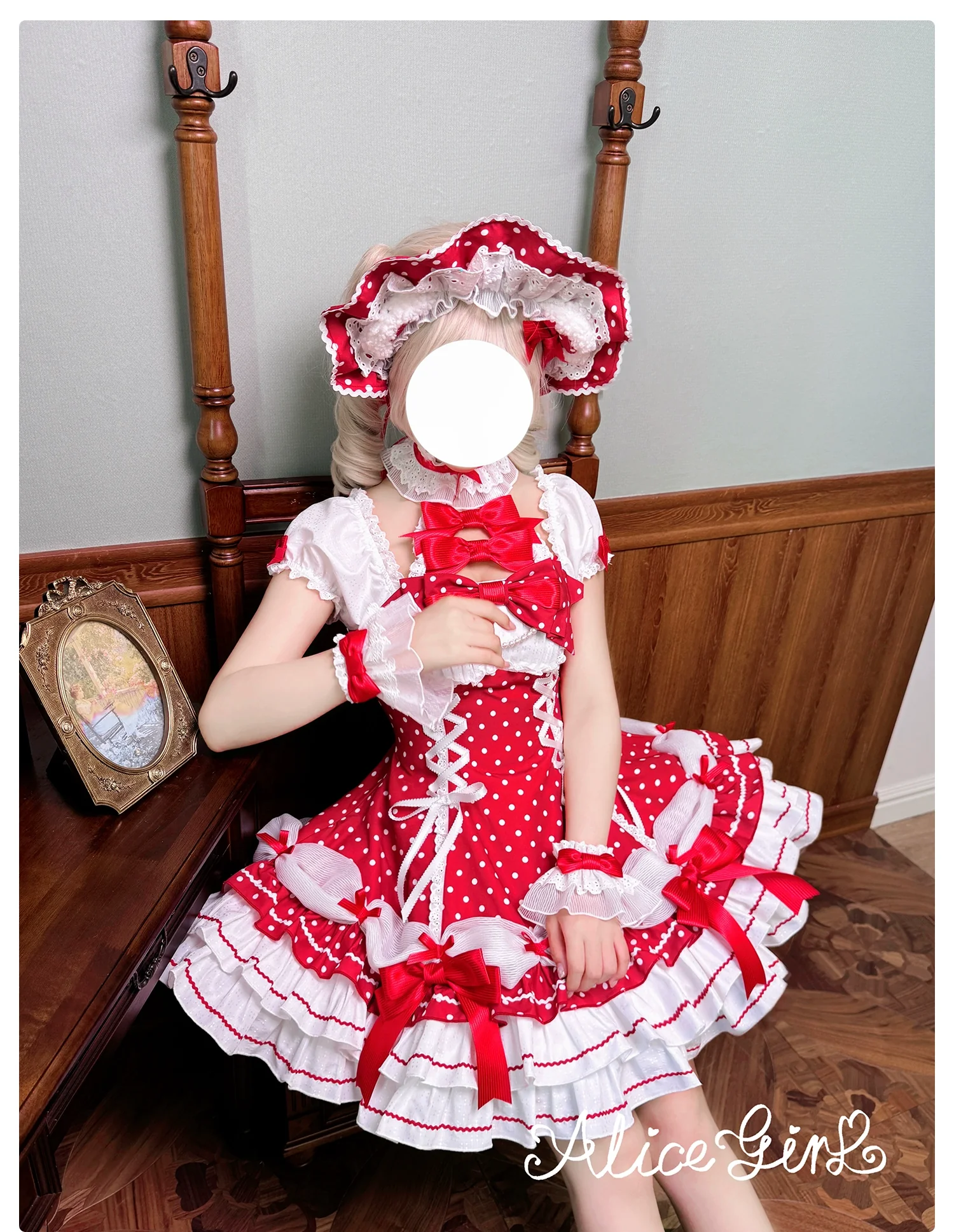 Old School Lolita Halter Neck OP Dress, Polka Dot Accent - Image 24