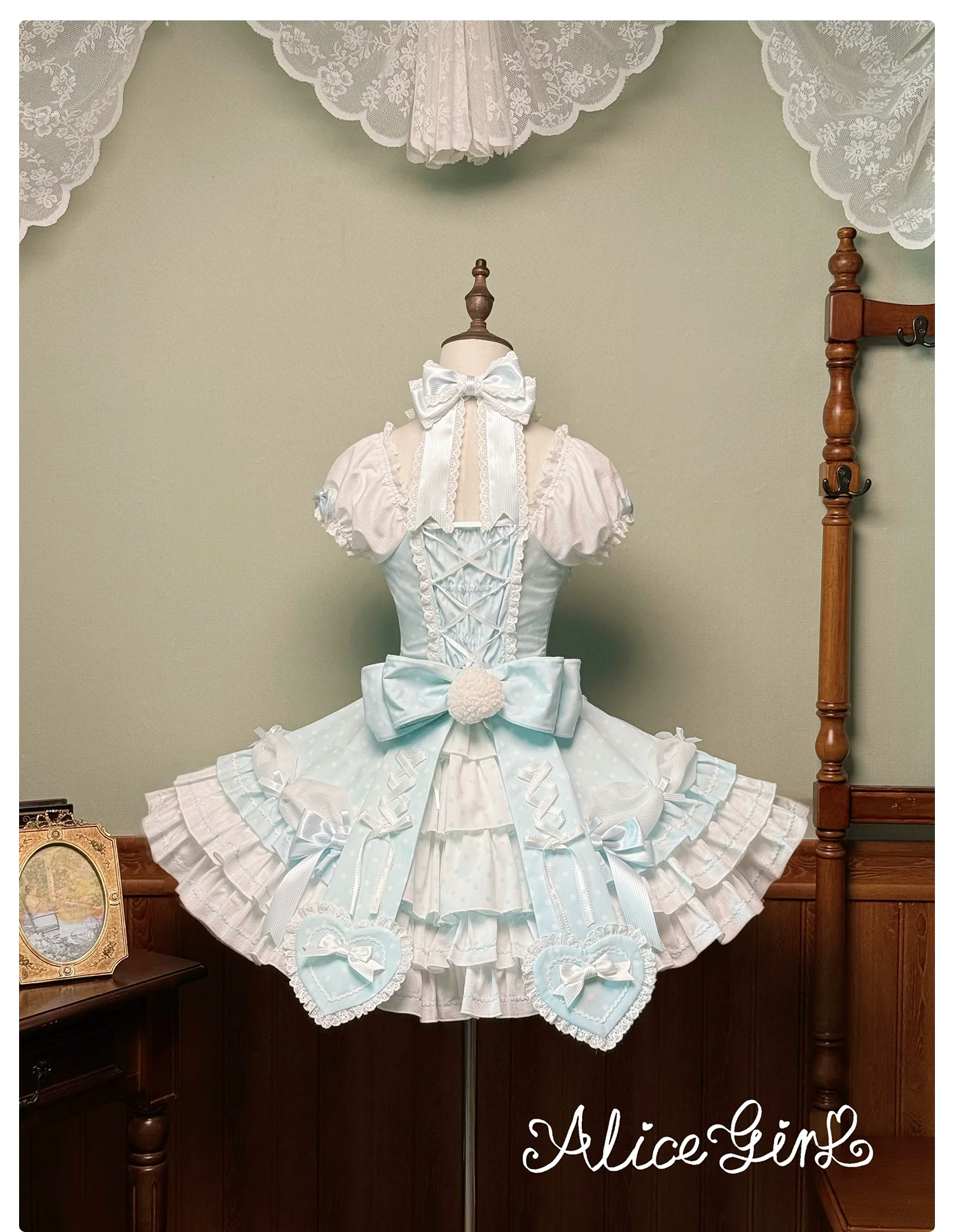 Old School Lolita Halter Neck OP Dress, Polka Dot Accent - Image 31